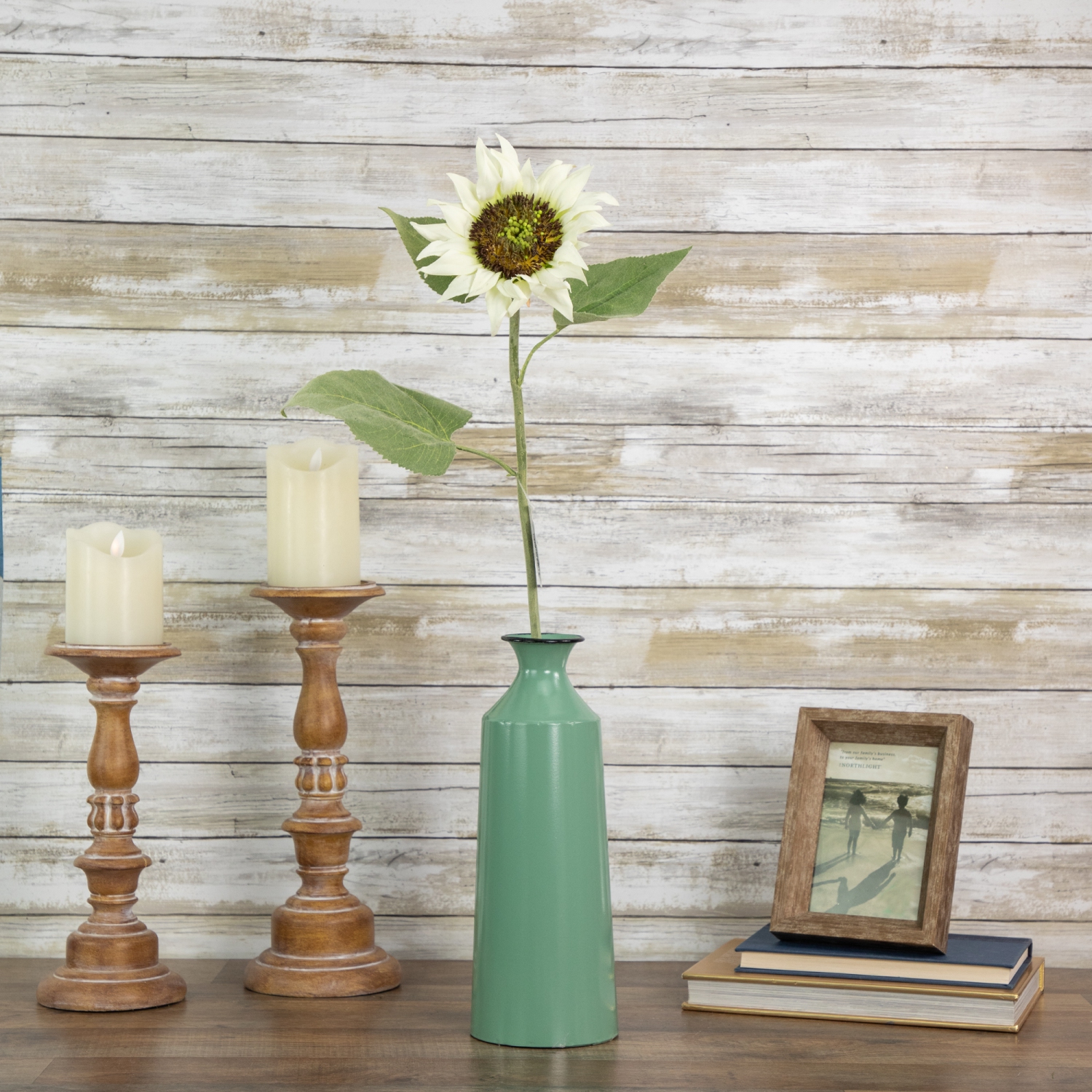 Piquet floral ivoire en soie artificielle de tournesol, 25 po