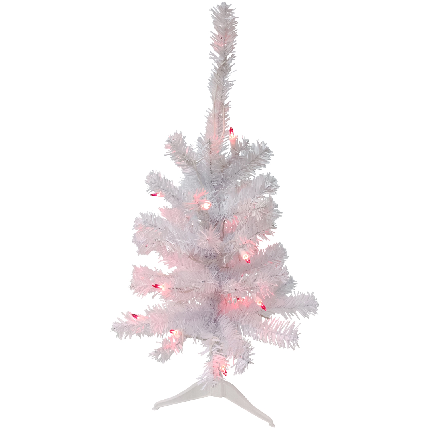 2' Pre-Lit Woodbury White Pine Slim Artificial Christmas Tree, Pink Lights