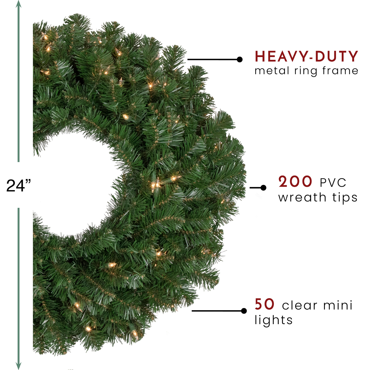 24" Pre-Lit Deluxe Windsor Pine Artificial Christmas Wreath - Clear Lights