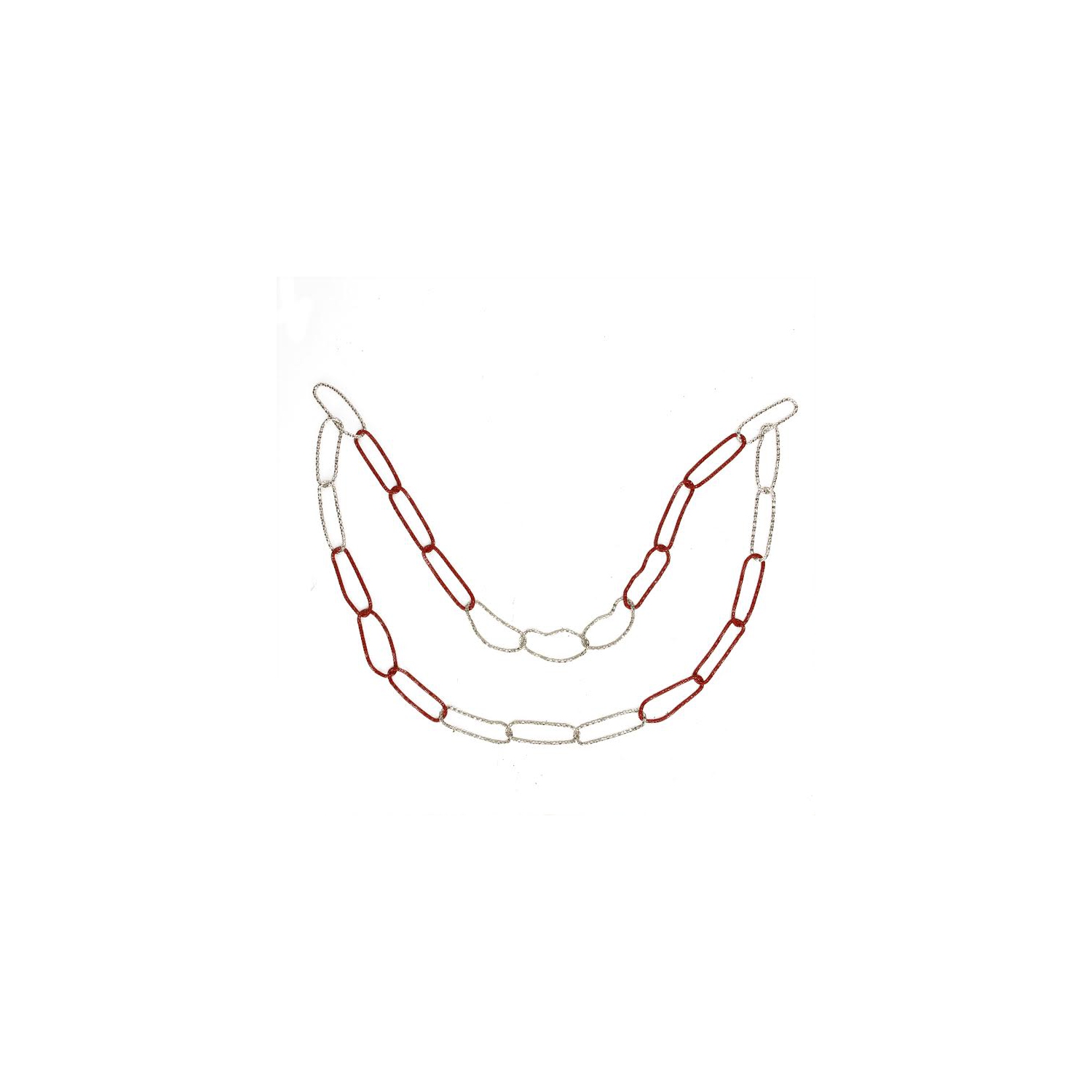 Guirlande de chaîne de Noël ronde en boucle rouge et argent de 36 po – sans lumières