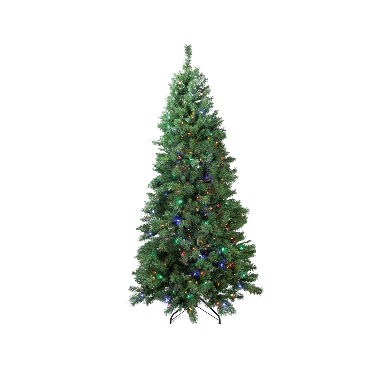 7' Pre-Lit Slim Glacier Pine Artificial Christmas Tree - Multicolor LED Lights