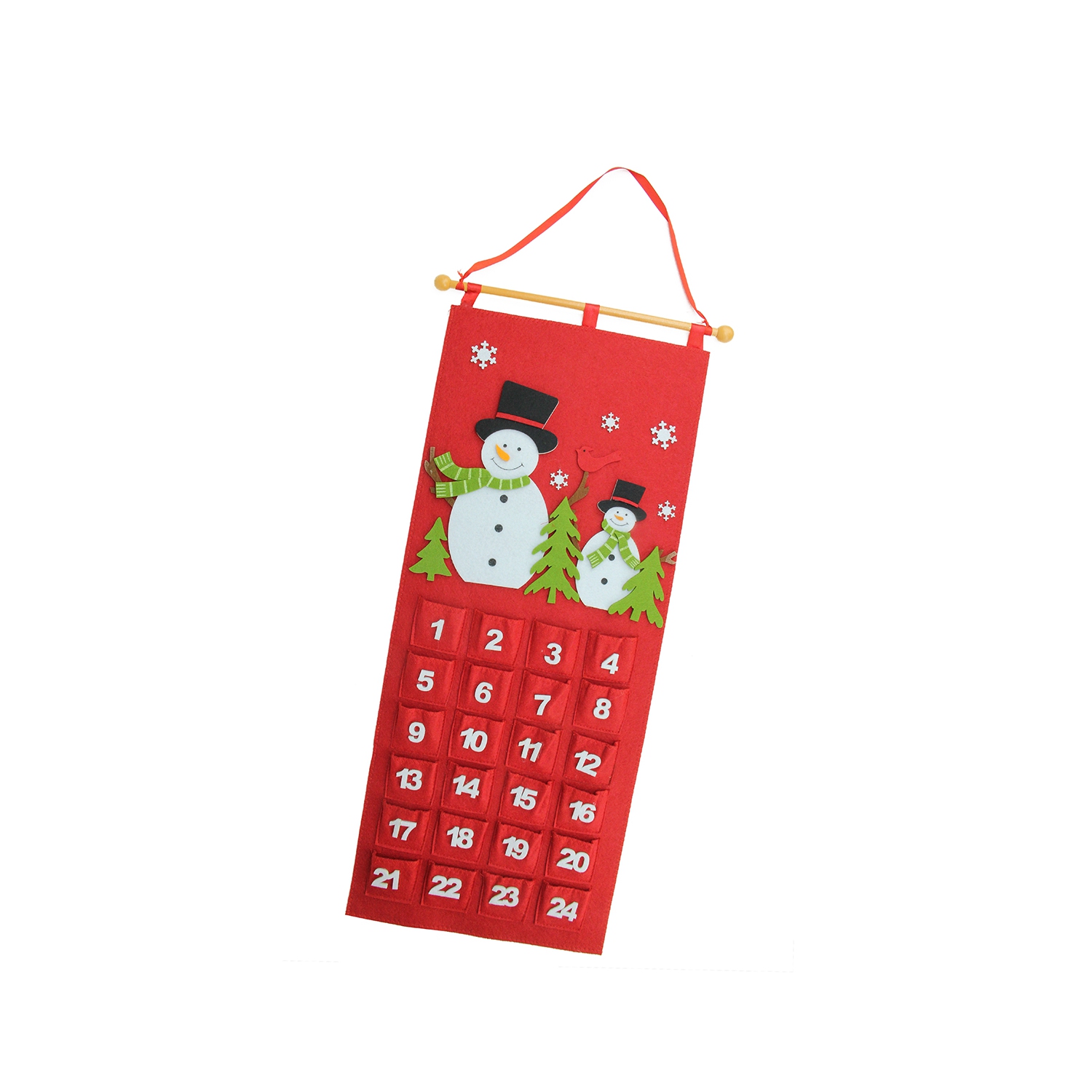 Décoration de Noël à suspendre, bonhomme de neige en feutre décoratif rouge et blanc, 27.5 po