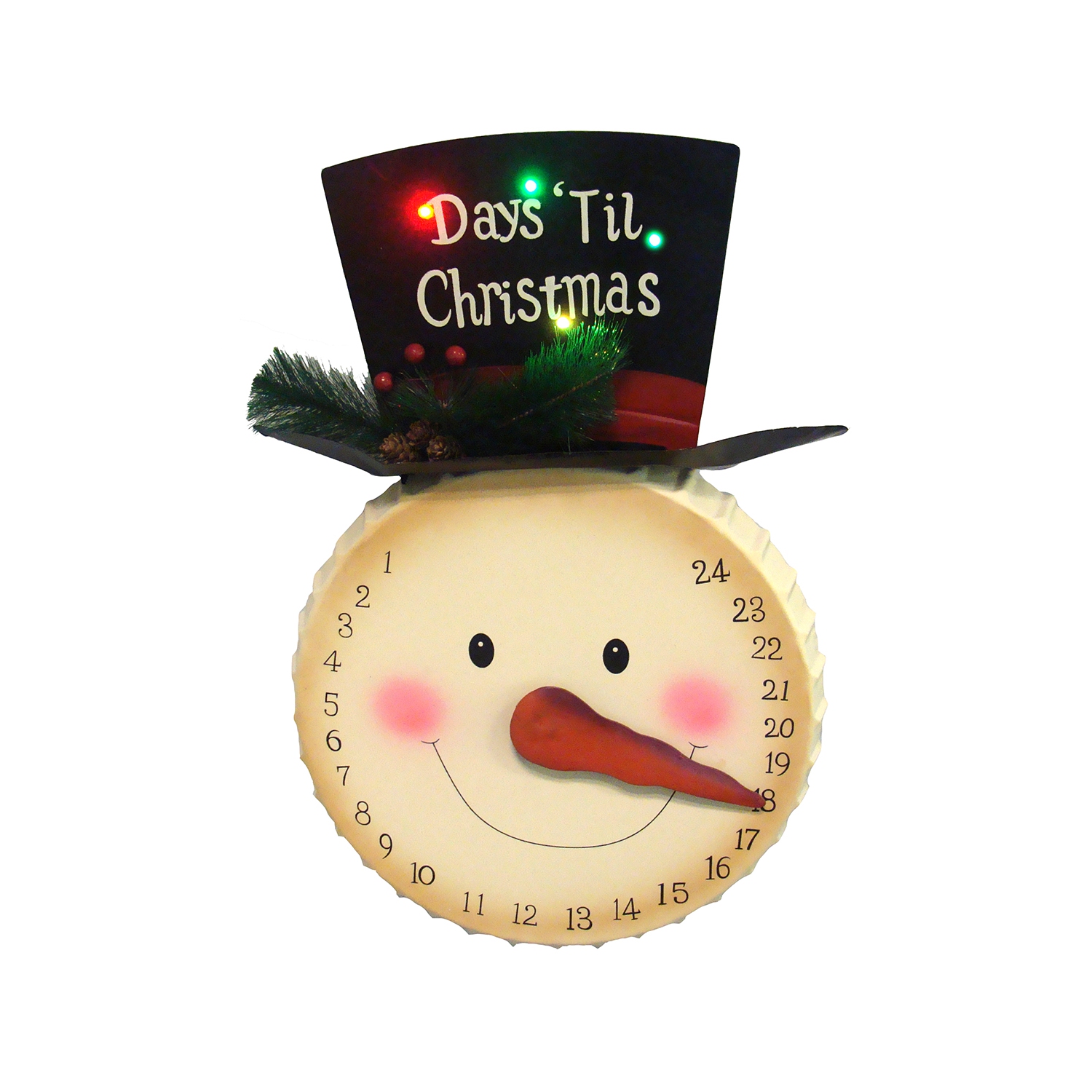 Calendrier de l’avent de 20 po avec bonhomme de neige illuminé, beige et noir artificiel