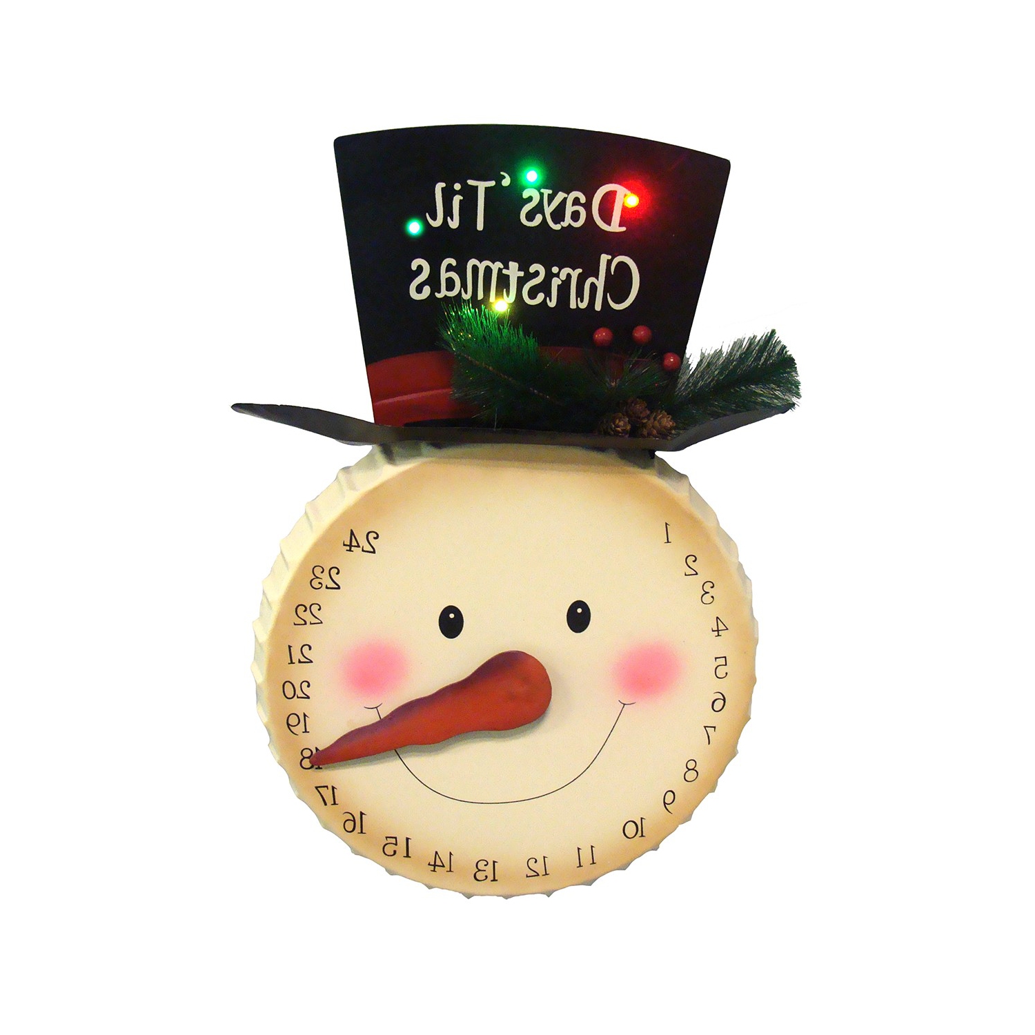 Calendrier de l’avent de 20 po avec bonhomme de neige illuminé, beige et noir artificiel