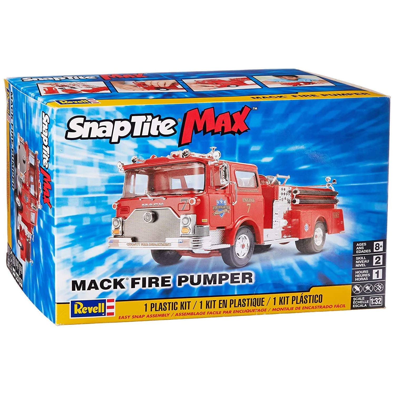 Mack Fire Pumper (85-1225) 1:32 Scale Truck Plastic SnapTite Model Kit