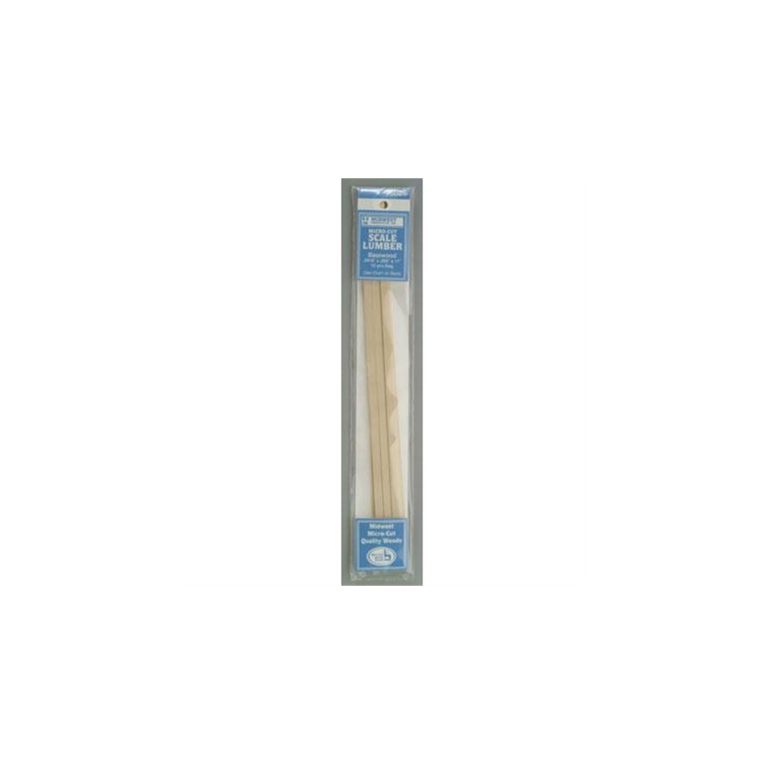 Midwest Products Scale Lumber .0416"x .250"x 11" [10 Pack] Basswood for Bridge, Railroad and Architectural Modeling