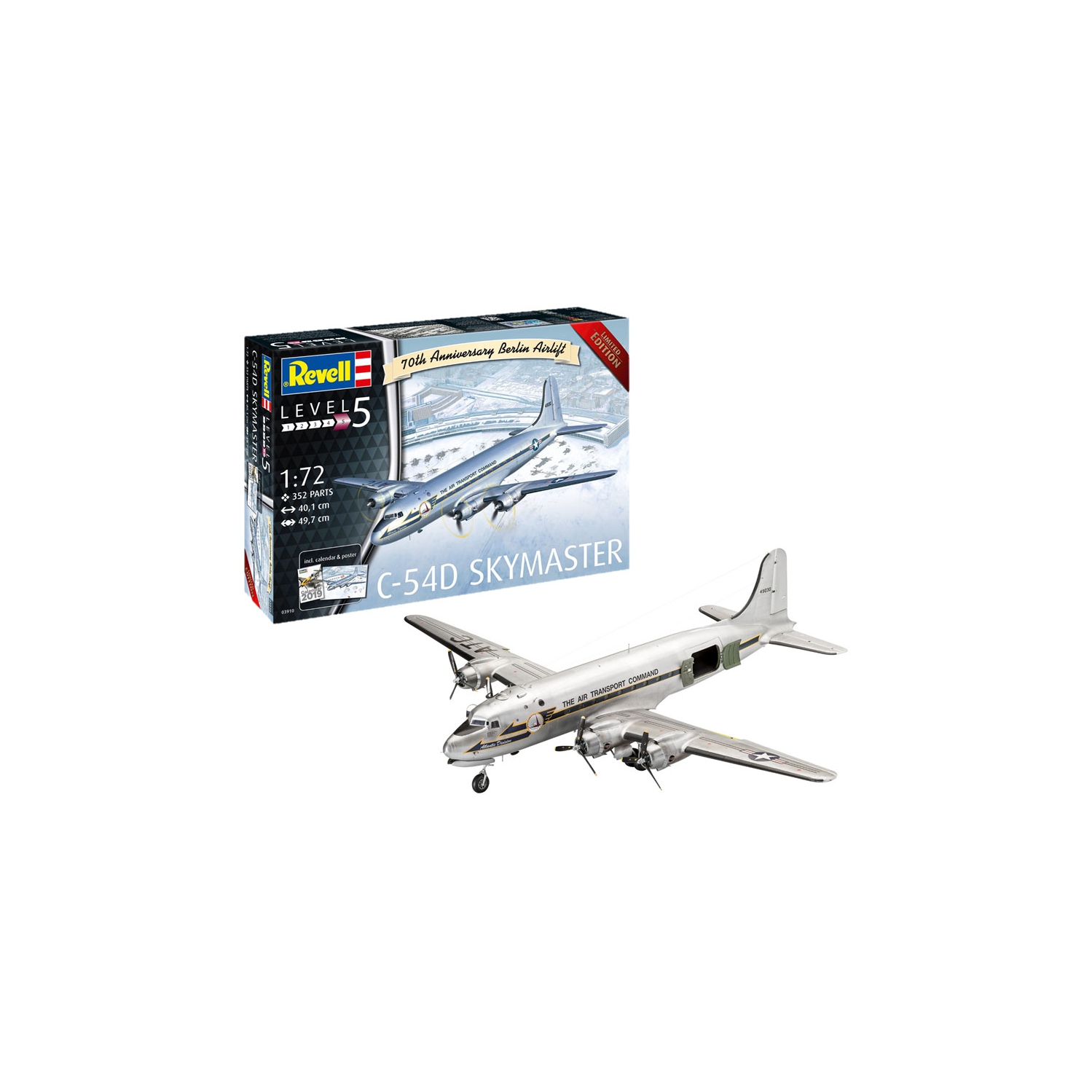 Revell Germany C-54D Skymaster 70th Anniversary Berlin Airlift Limited Edition 1:72 Scale Airplane Plastic Model Kit