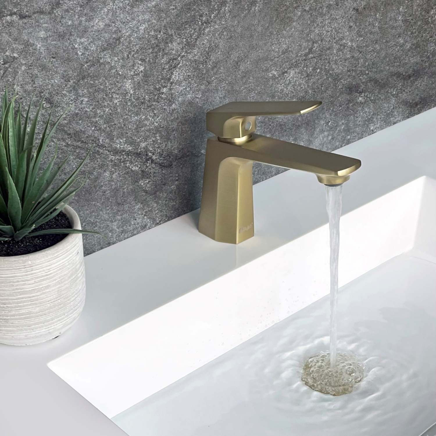 STYLISH Single Handle Modern Bathroom Faucet Basin Sink Faucet, Brushed Gold Finish B-111G