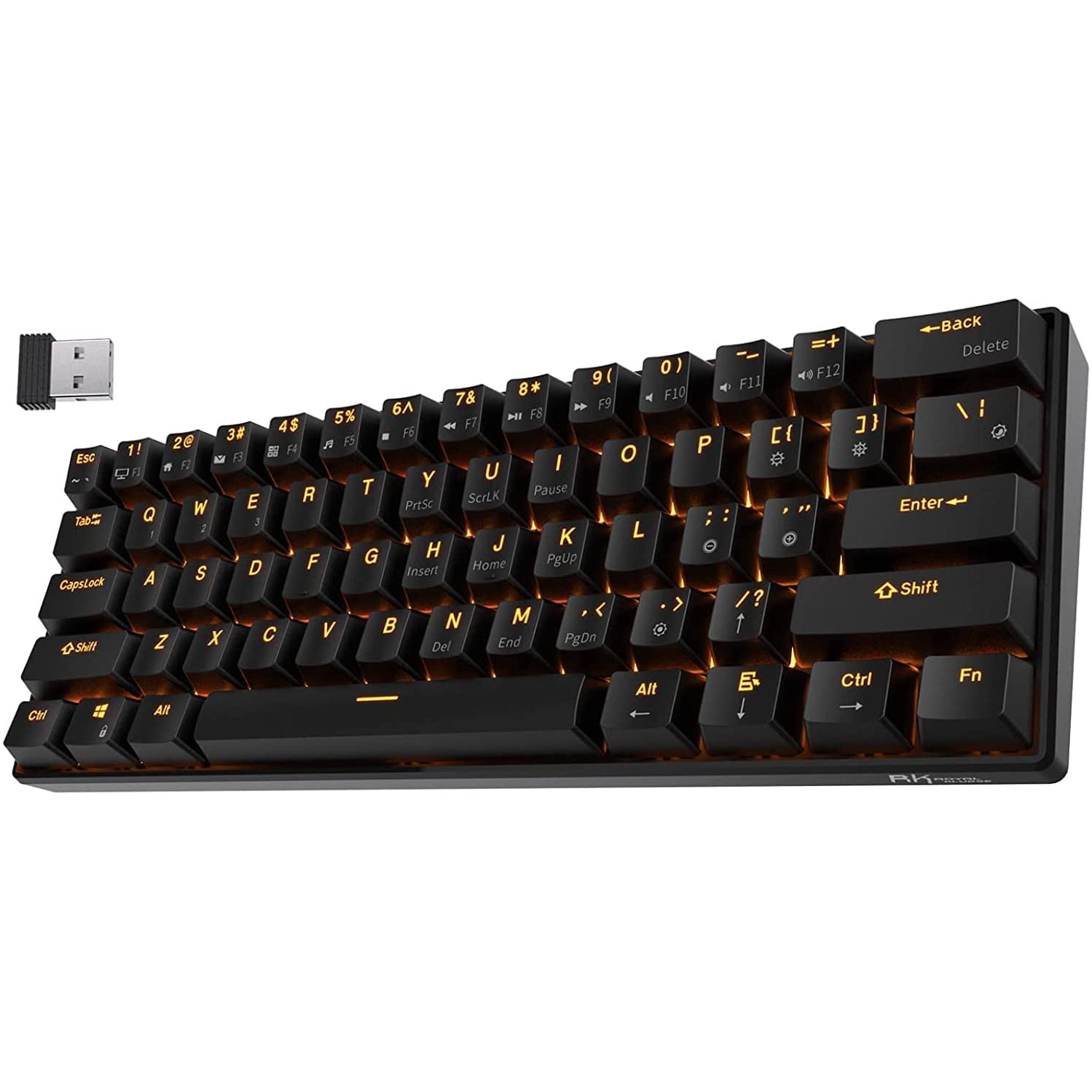 RK ROYAL KLUDGE RK61 Wireless 60% Triple Mode Mechanical Keyboard, 61 Keys Bluetooth Mechanical Keyboard, Compact Gaming Keyboard with Programmable Software (Hot-Swappable Brown Switch, Black)