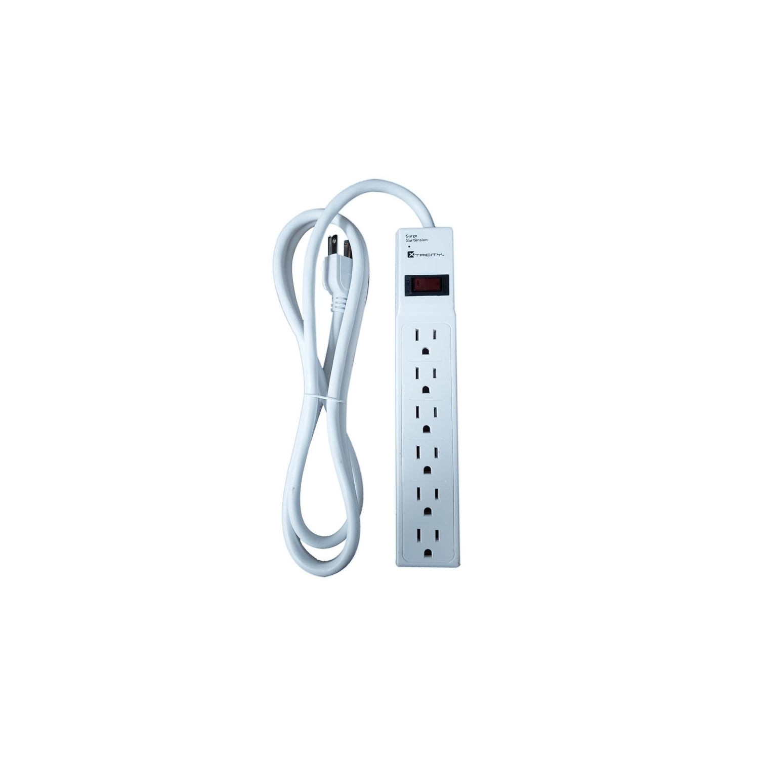 Xtricity - 6 Outlet Surge Protector with 6 Foot Cord, 450 Joules, White