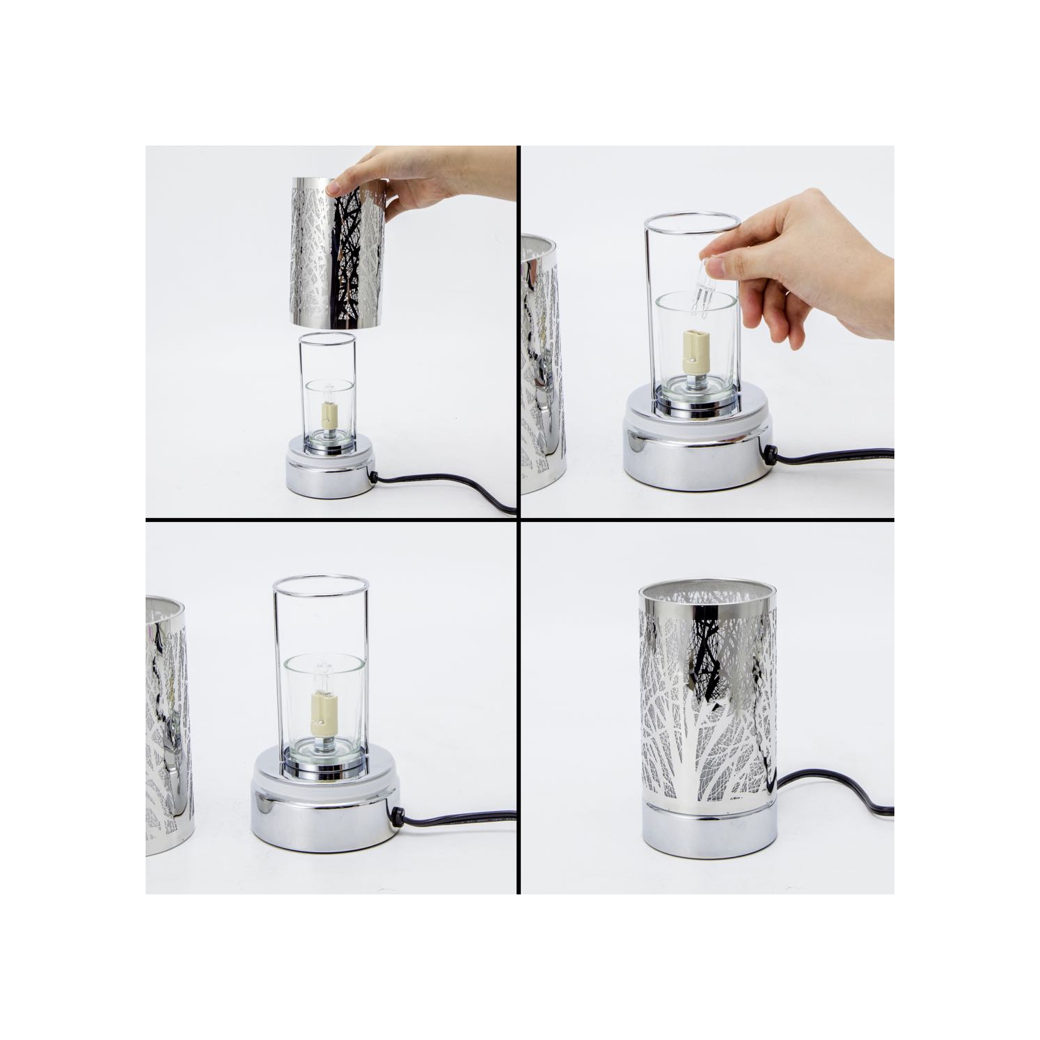 Lampe tactile de 7 po, brûleur à huile, chauffe-cire, chevaux noirs