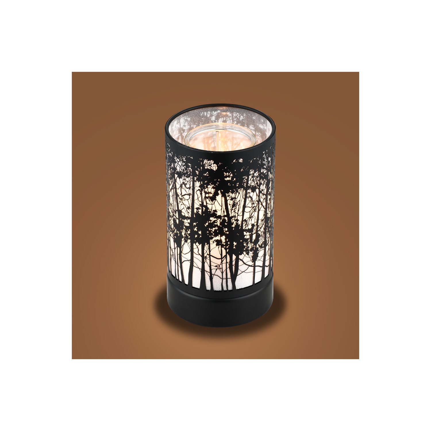 7" Touch lamp/Oil burner/Wax warmer-Black Morning Trees