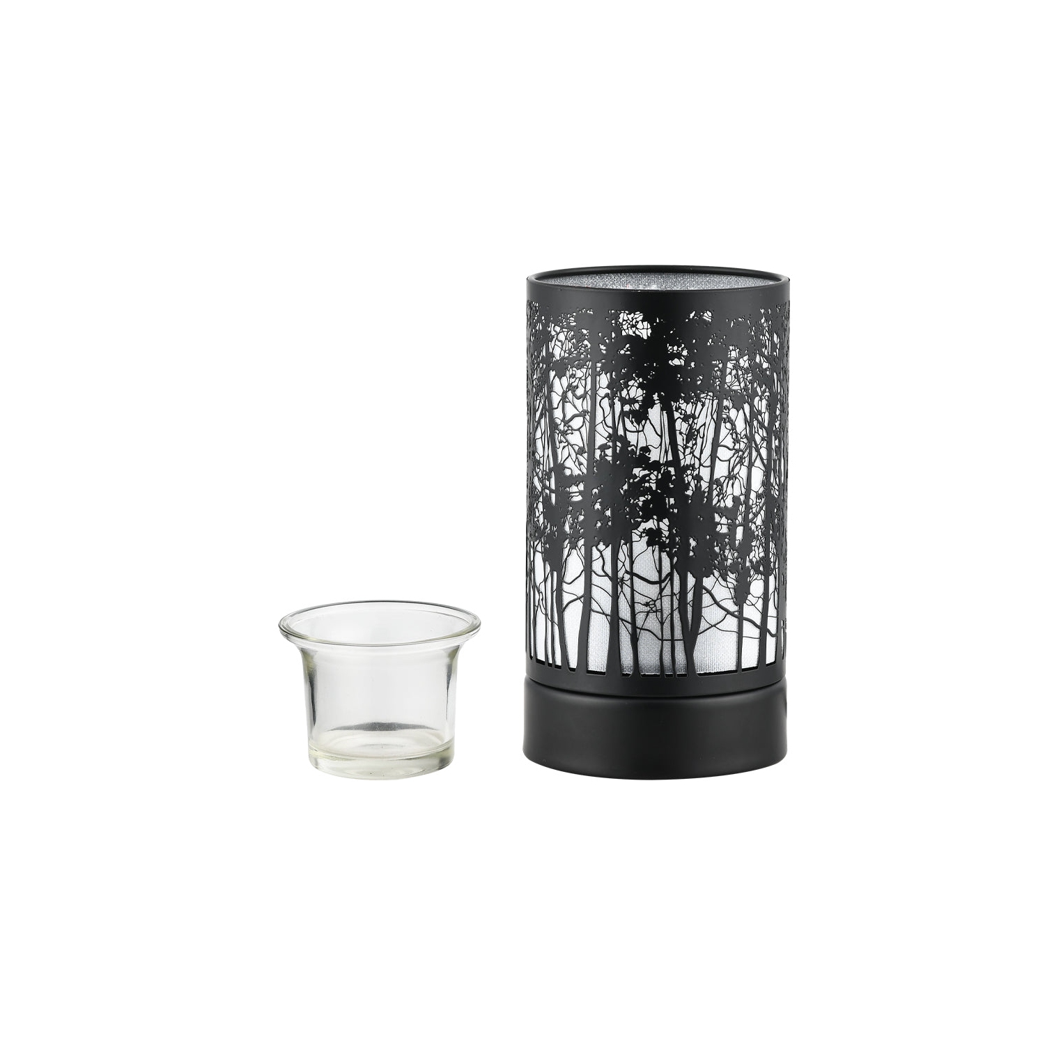 7" Touch lamp/Oil burner/Wax warmer-Black Morning Trees