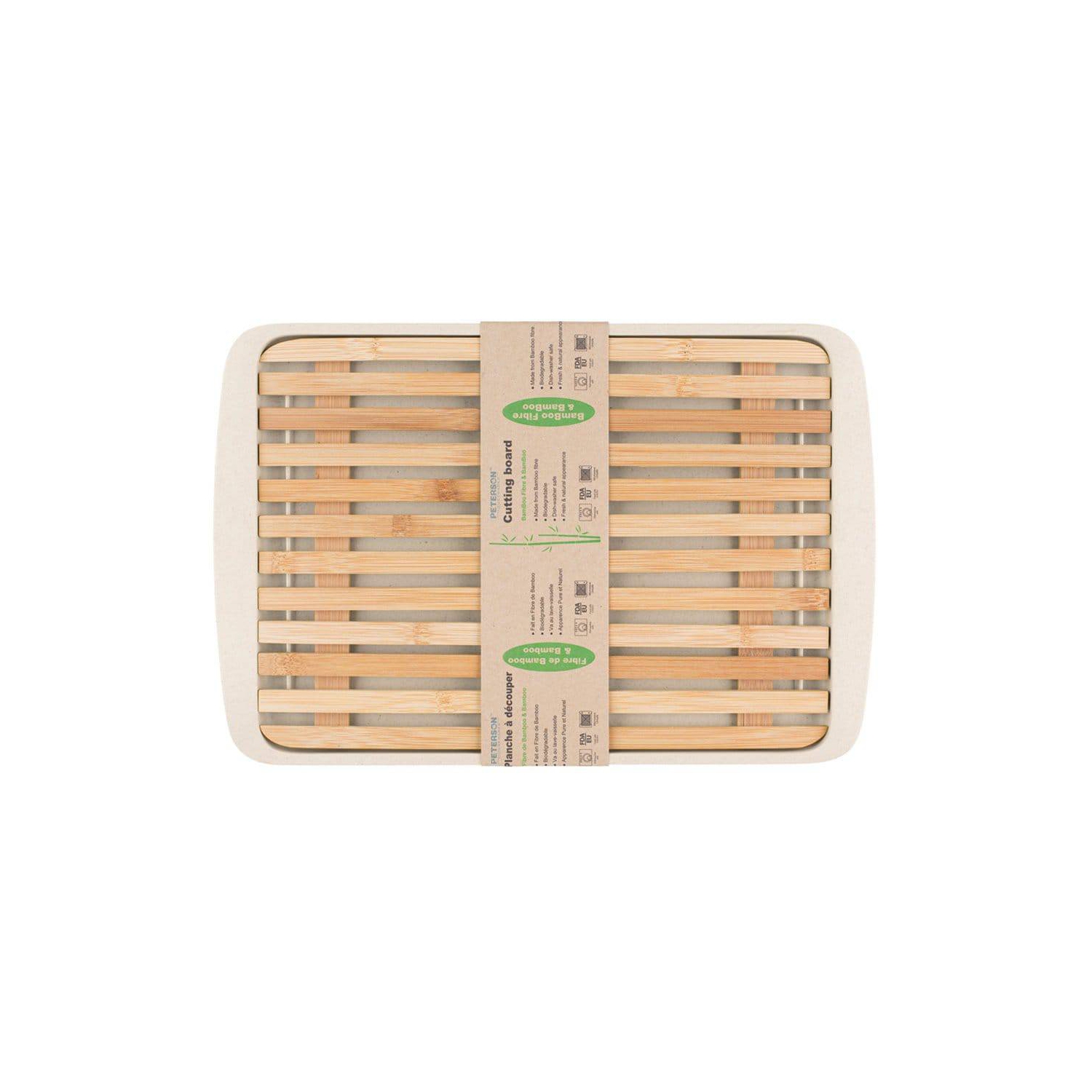 Couvercle de planche à découper en bambou avec espaces à miettes; Grand plateau de service en fibres de bambou blanc