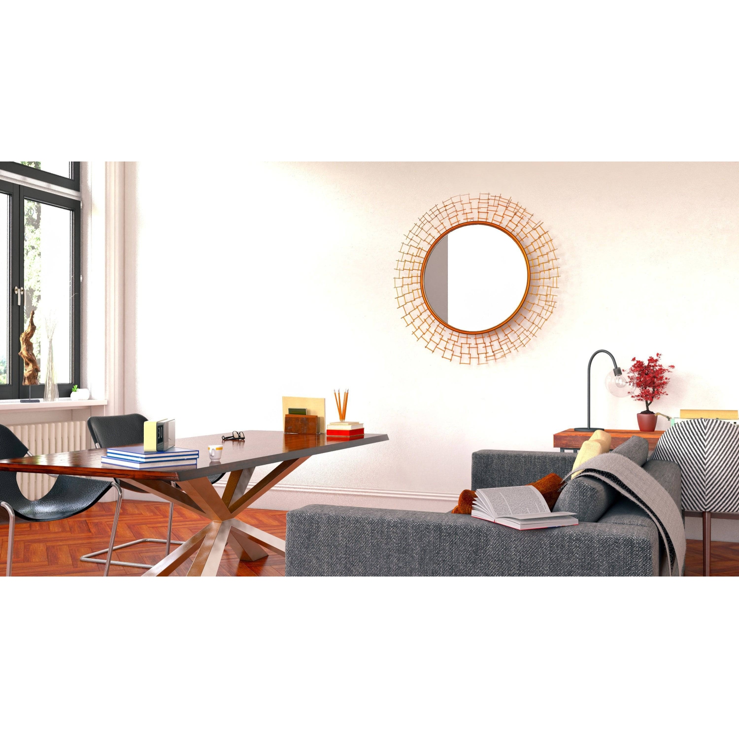 Metal Wall Mirror - Barna Accent Mirror - Wall Decor Mirror