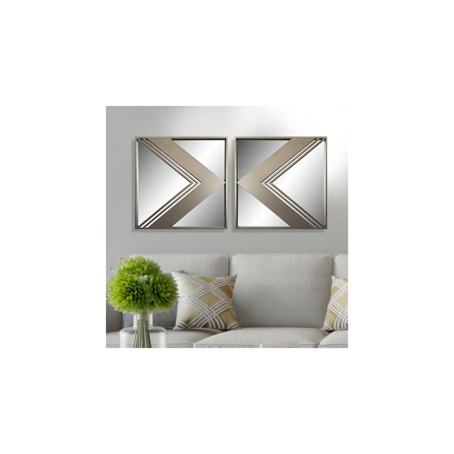 Wall Mirror - Metal Wall Decorative Mirrors - Set of 2