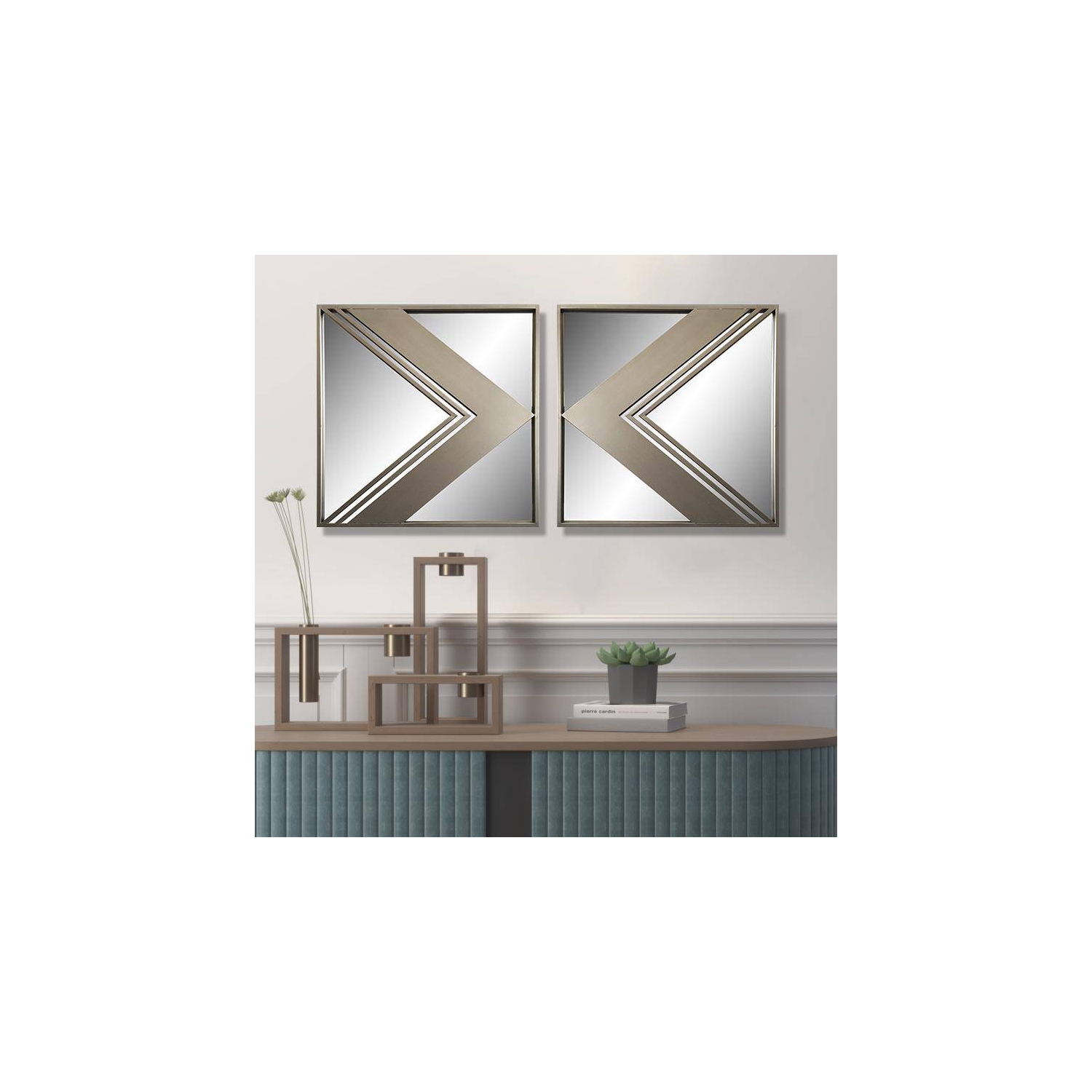 Wall Mirror - Metal Wall Decorative Mirrors - Set of 2