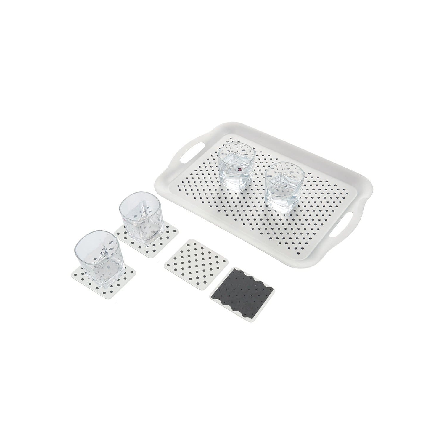 Non-slip tech tray & coasters set SILVER