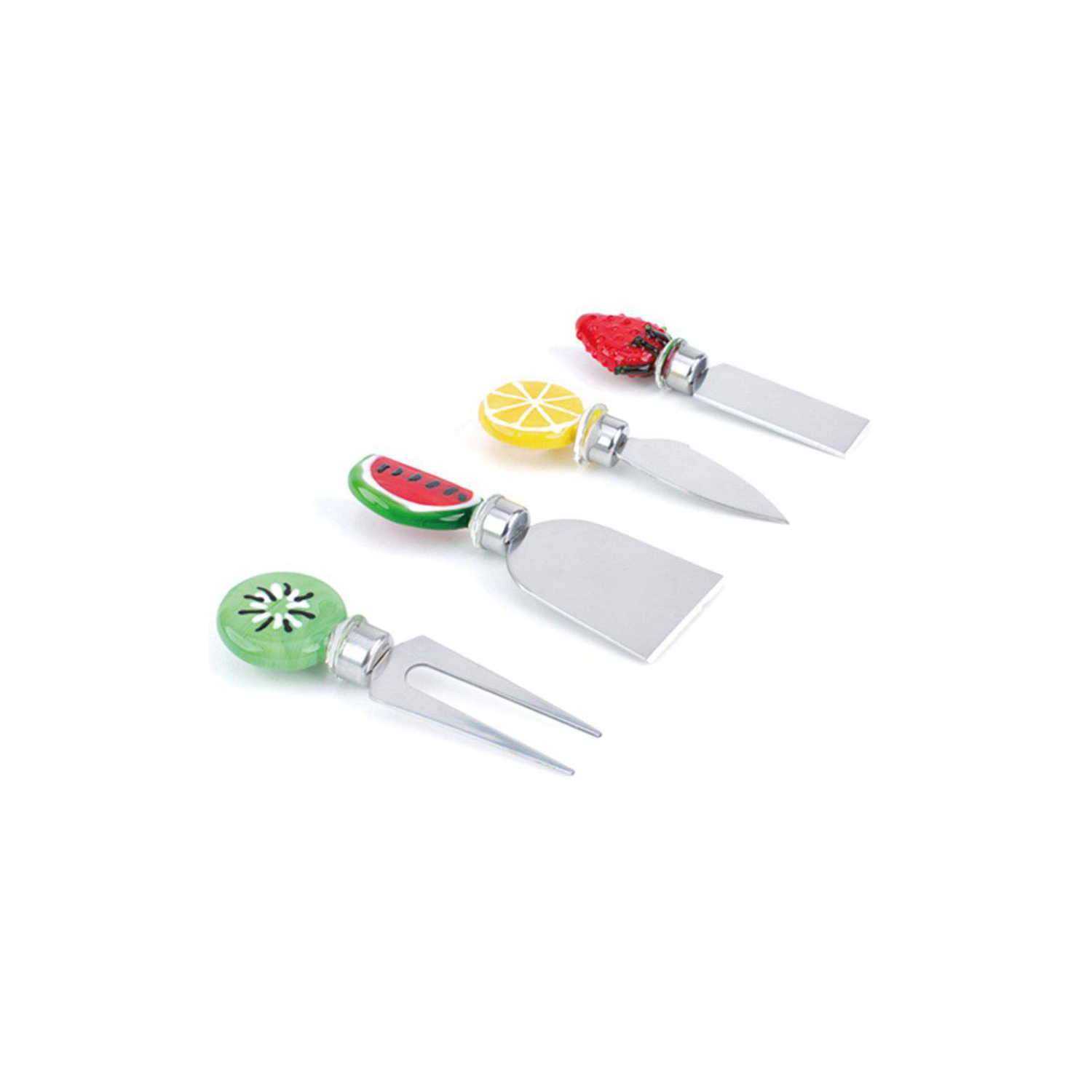 ART GLASS HANDLE: Cheese Service TOOLS Set -- Fruit Theme