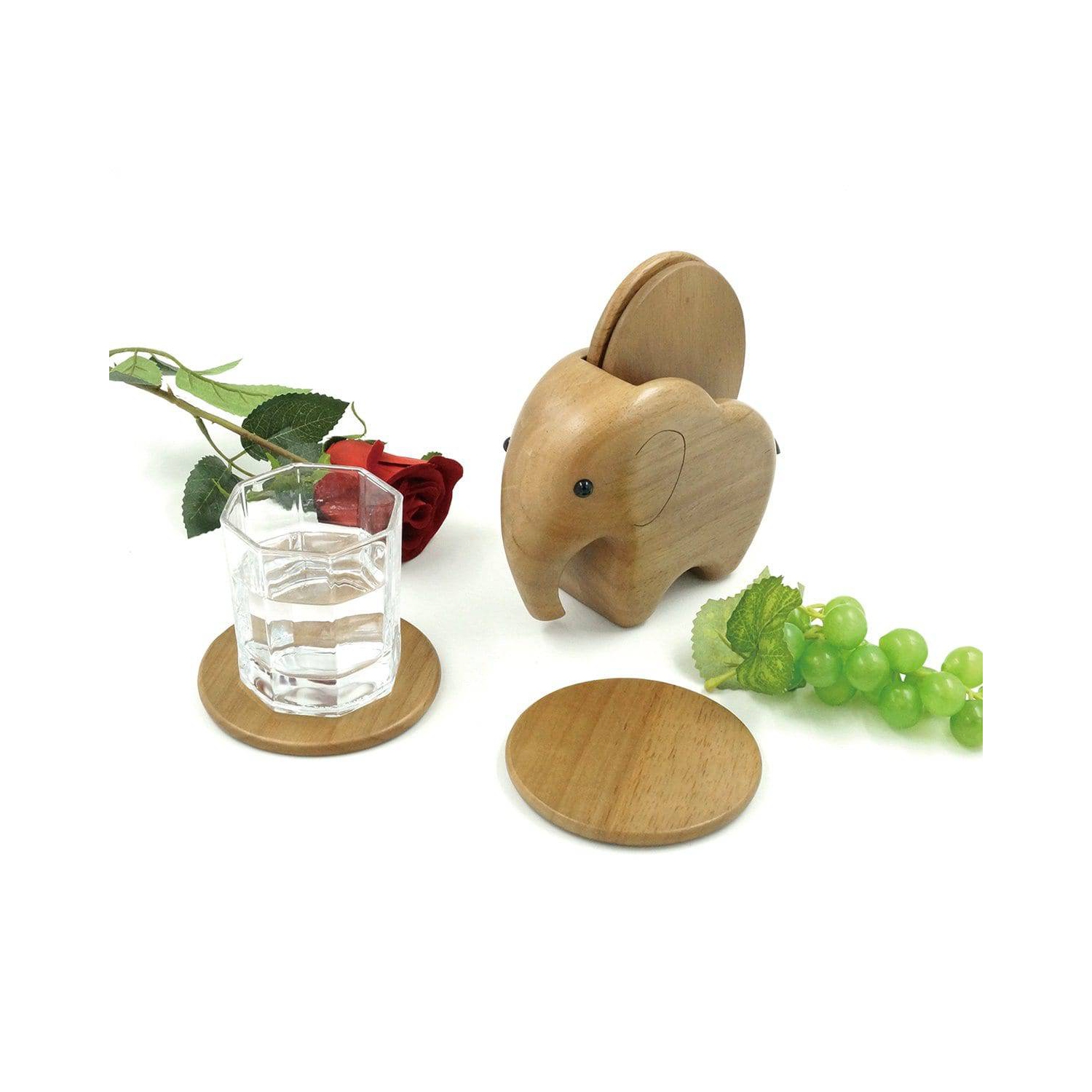 Wooden Coaster Holder Elephant