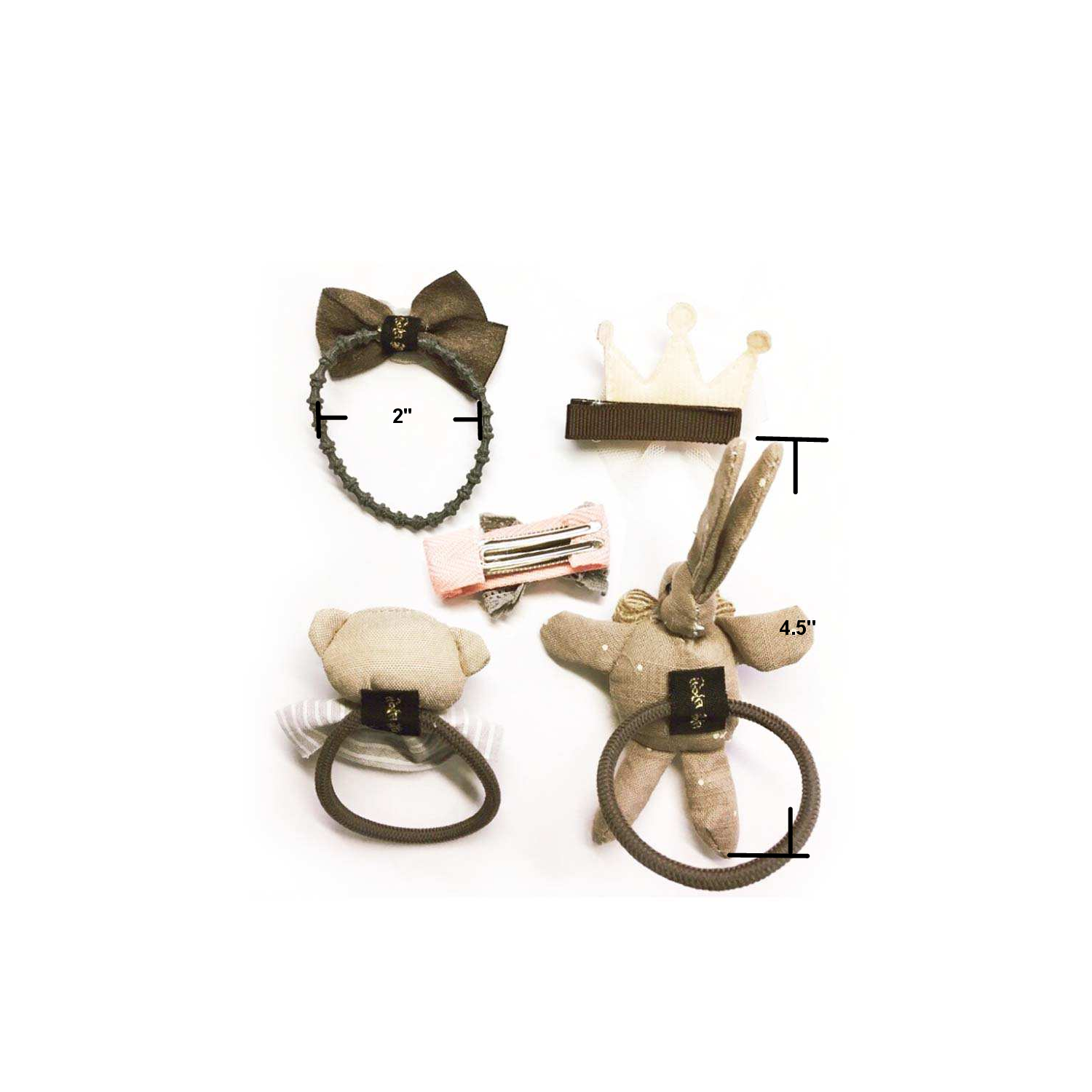 Coffret-cadeau 5 pièces pour enfants, lapin brun, fait à la main