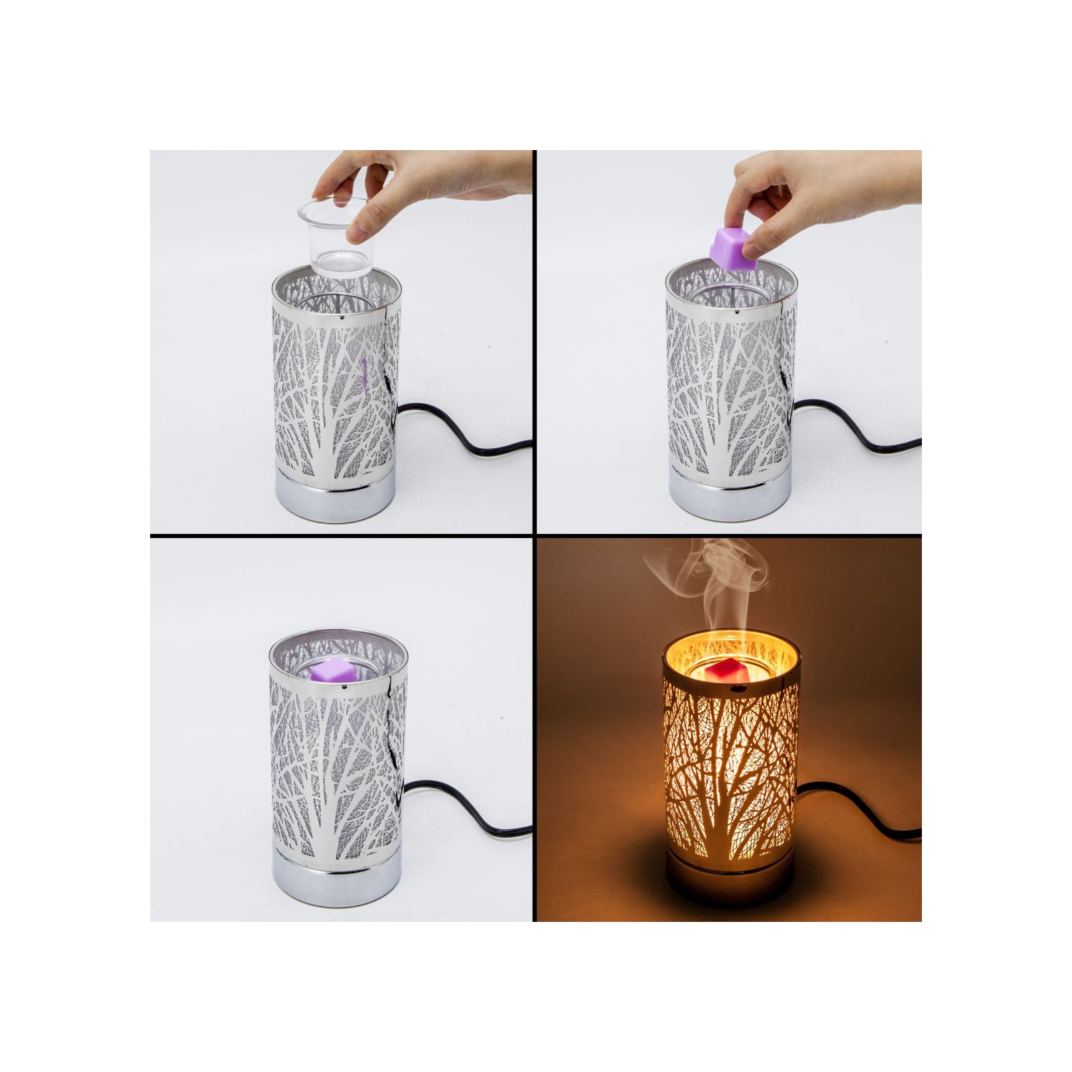 7" Touch lamp/Oil burner/Wax warmer-Black Bear Family