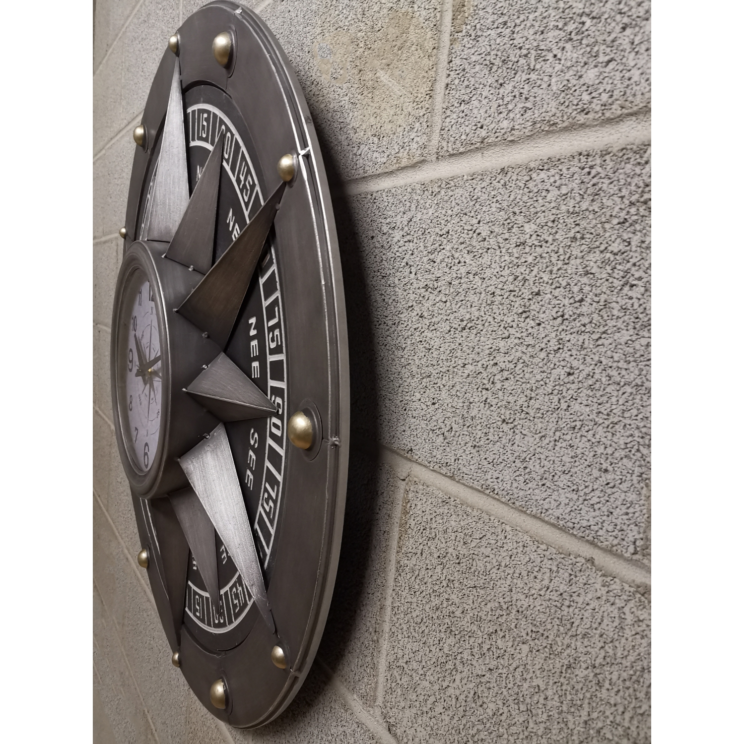 Compass Metal Wall Clock