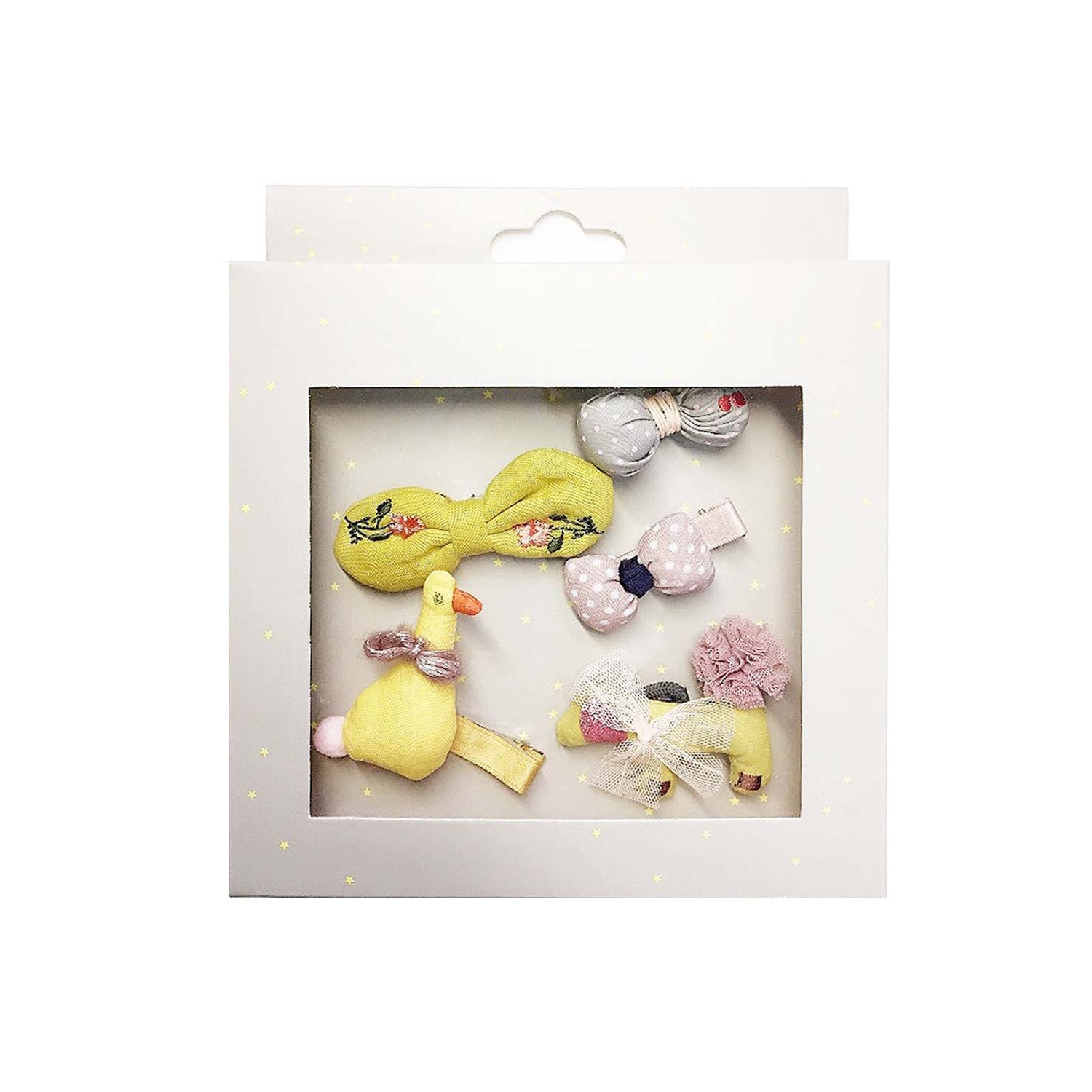 Coffret-cadeau 5 pièces pour enfants, canard jaune, fait à la main