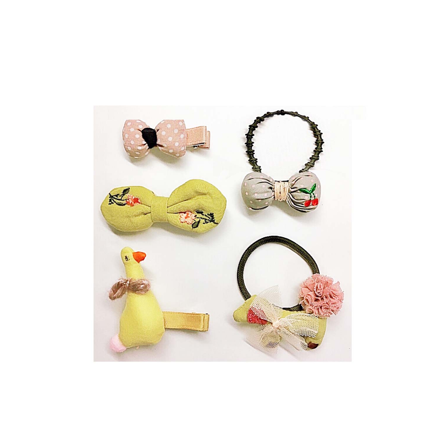 Coffret-cadeau 5 pièces pour enfants, canard jaune, fait à la main