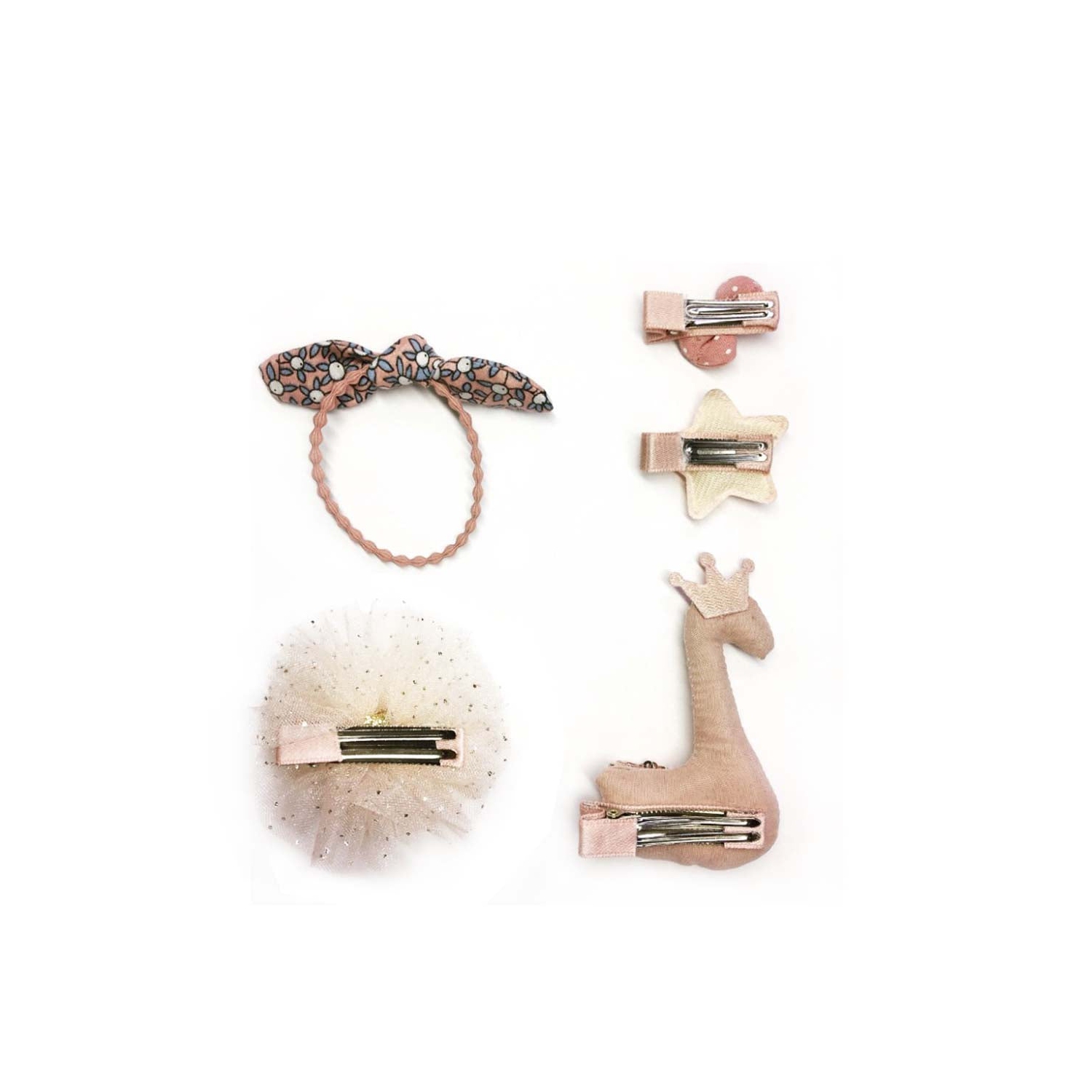 Handmade 5 Pieces Hair Accessory Kids Gift Set, Pink Swan