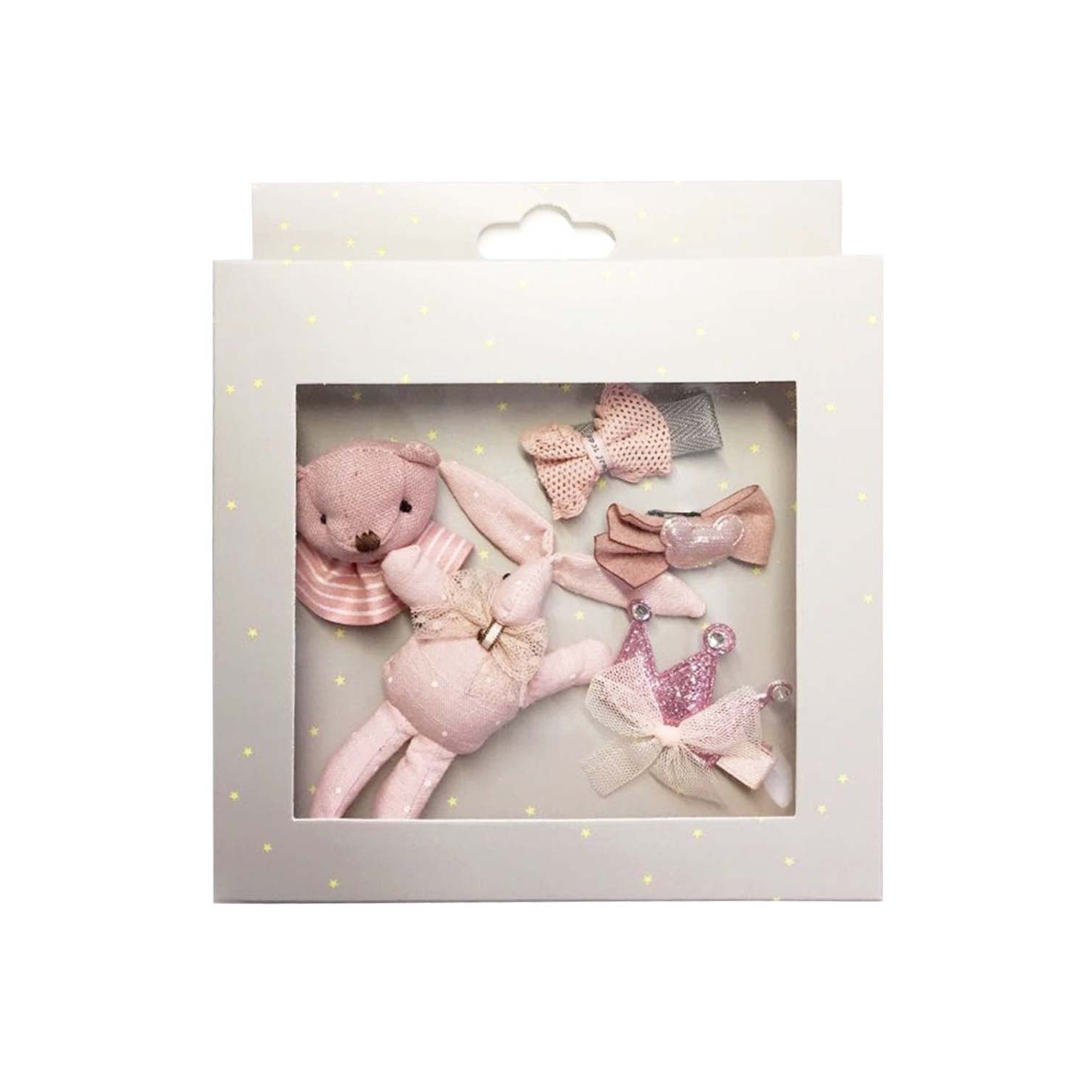 Handmade 5 Pieces Hair Accessory Kids Gift Set, Pink Bunny