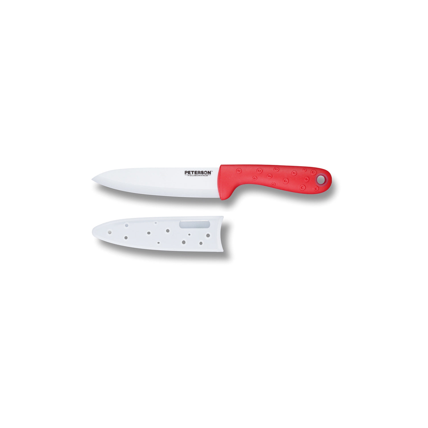 CERAMIC KNIFE: Red soft touch handle; White Ceramic Blade ... 6" Blade