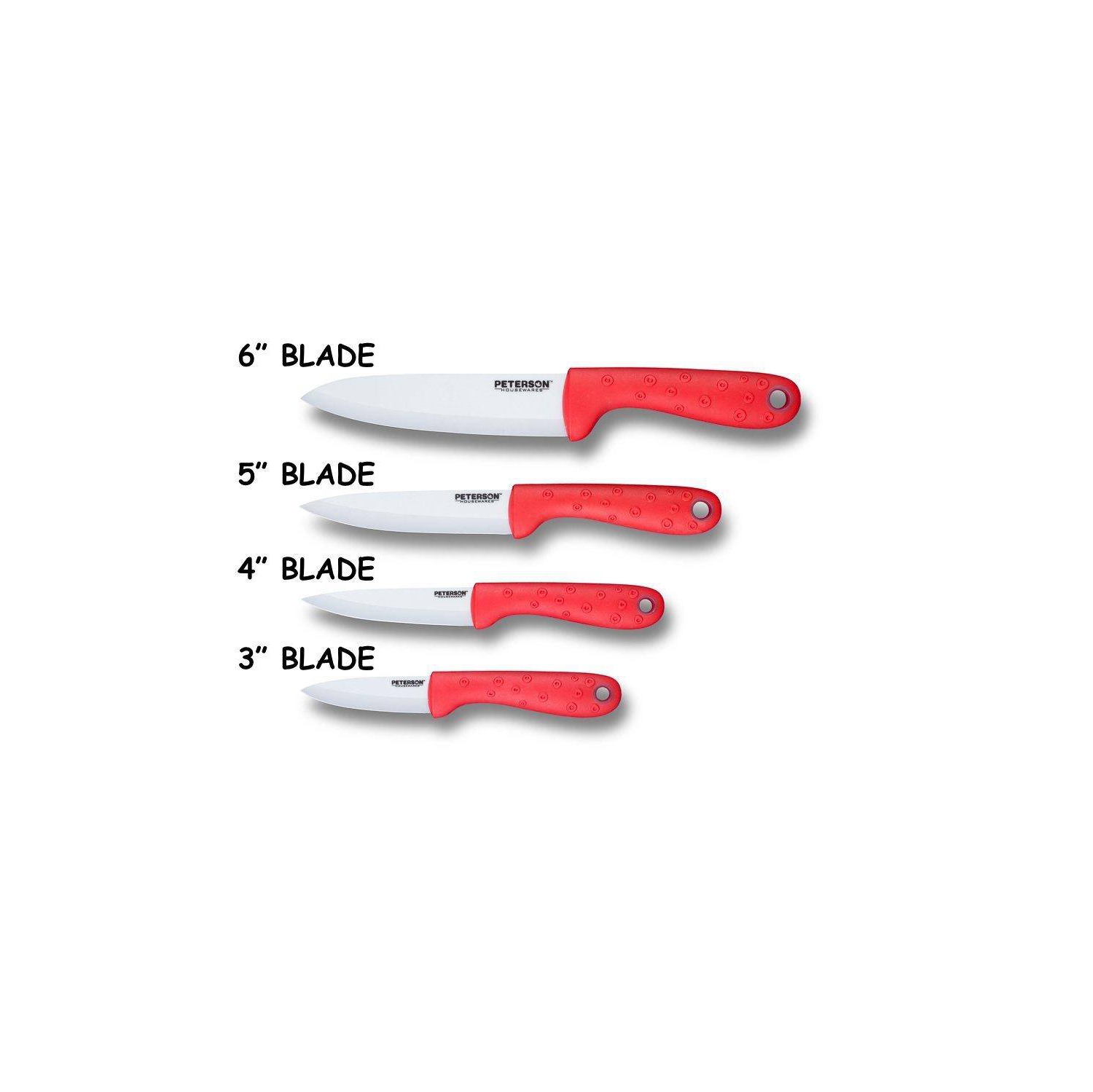 CERAMIC KNIFE: Red soft touch handle; White Ceramic Blade ... 6" Blade