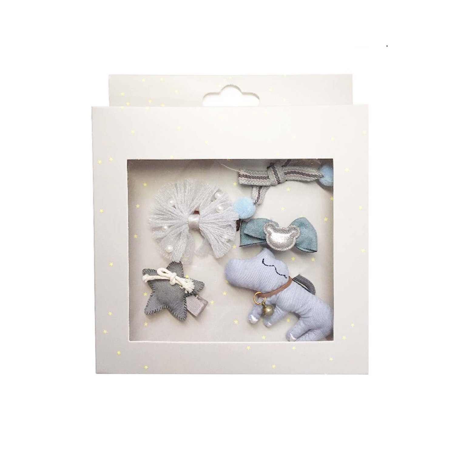 Handmade 5 Pieces Hair Accessory Kids Gift Set, Blue Dog