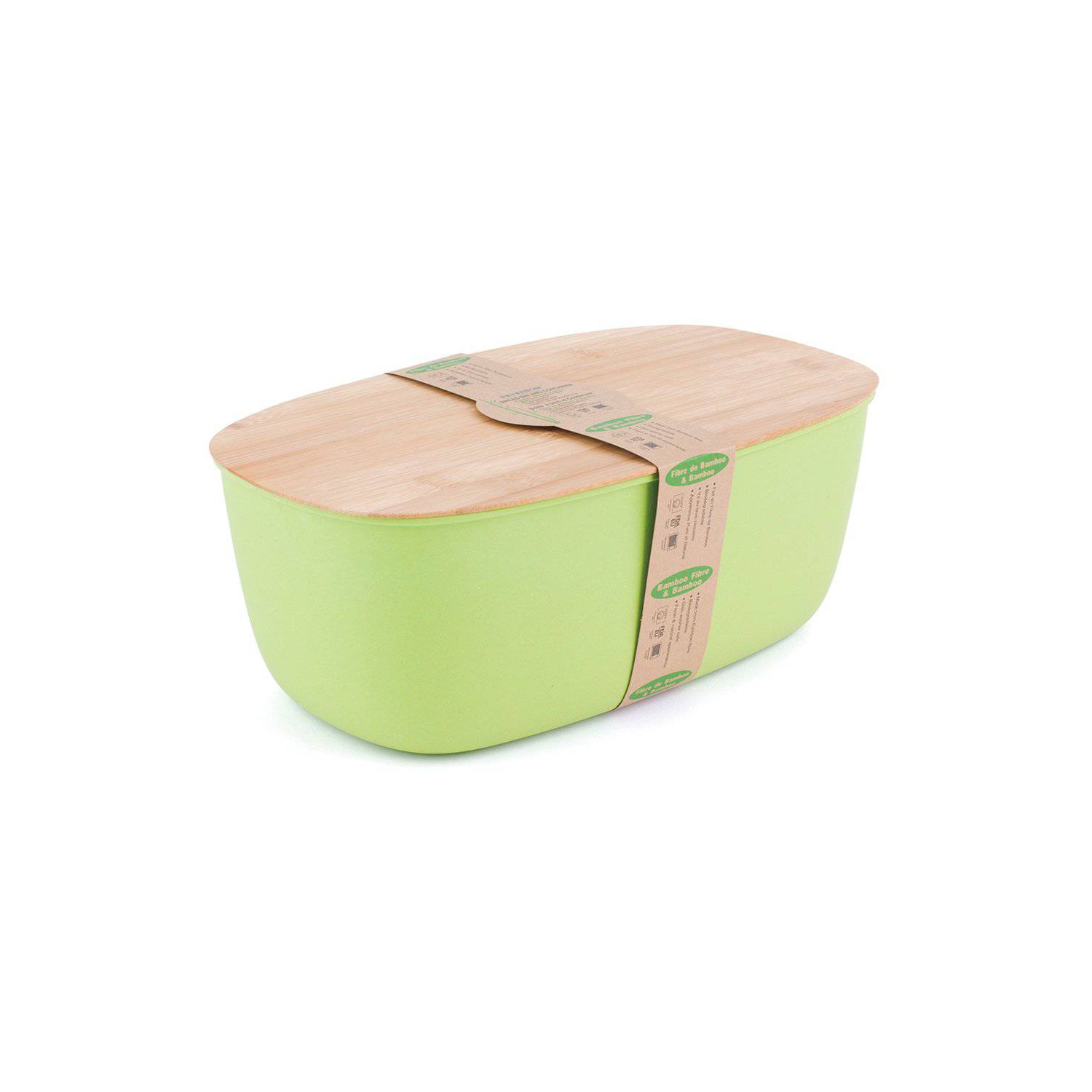 Bamboo fiber Large Bread Bin with Reversible lid -Green Bin