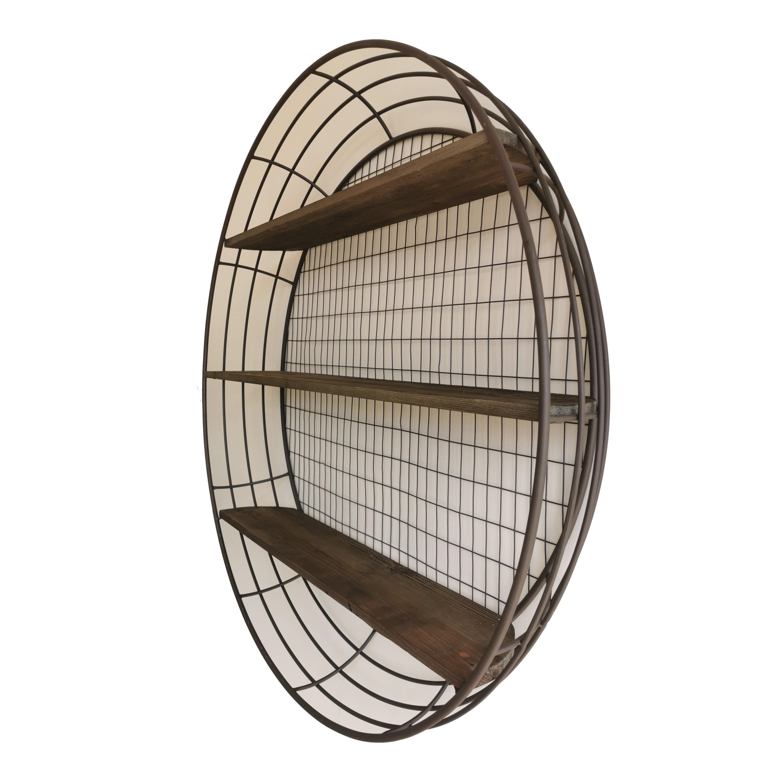 Wall Rack - 3-Tier Rustic Round Iron Wall Shelf
