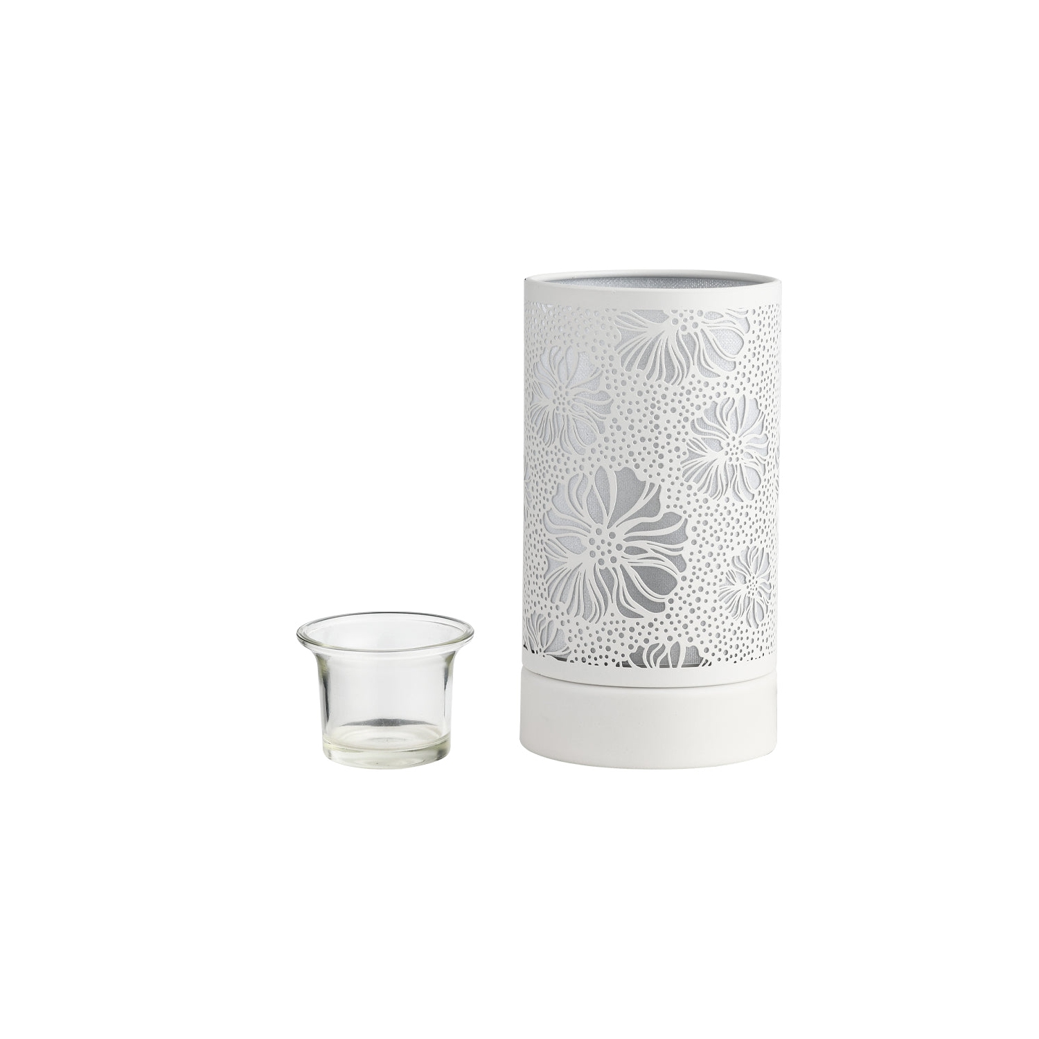 Lampe tactile de 7 po/brûleur à huile/cire chaude-fleur blanche