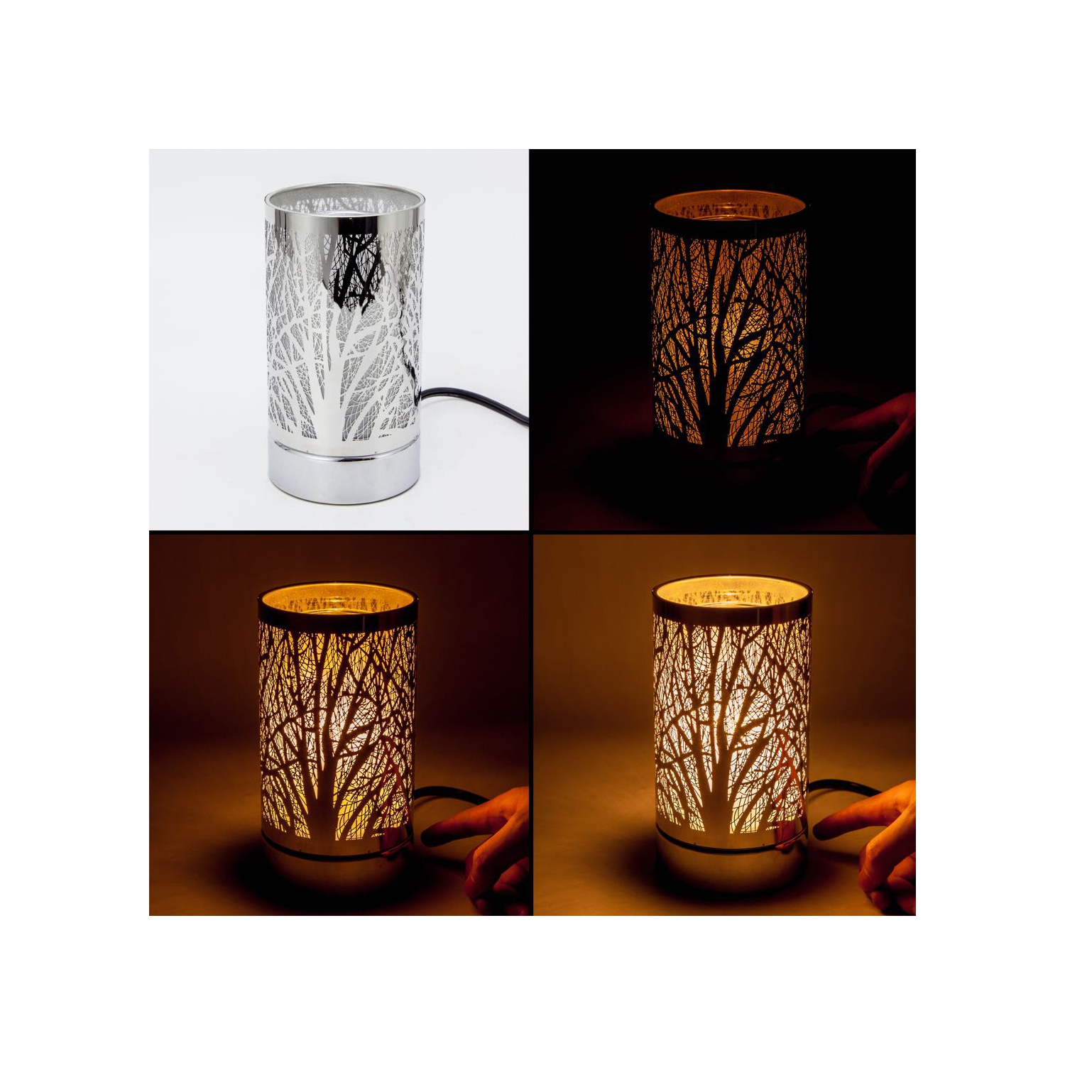 Lampe tactile de 7 po/brûleur à huile/cire chaude-fleur blanche