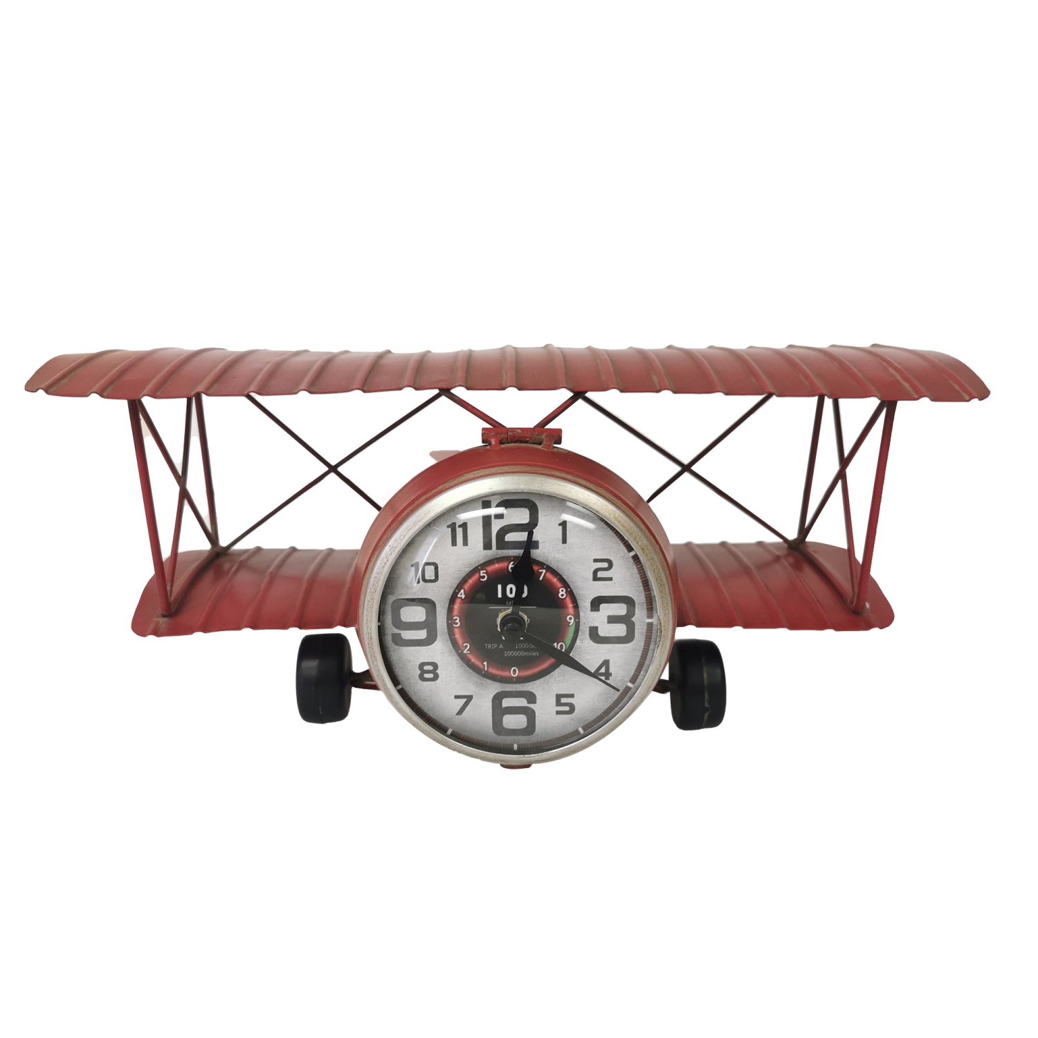 Table clock - Red Airplane Metal Table Clock