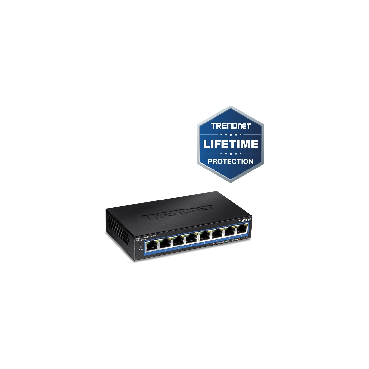 Trendnet 8-port Gigabit Edgesmart Switch, 8 X Gigabit Ports, 16gbps Switch Capacity, Ethernet Network Desktop Switch, Managed Gigabit Switch, Metal,