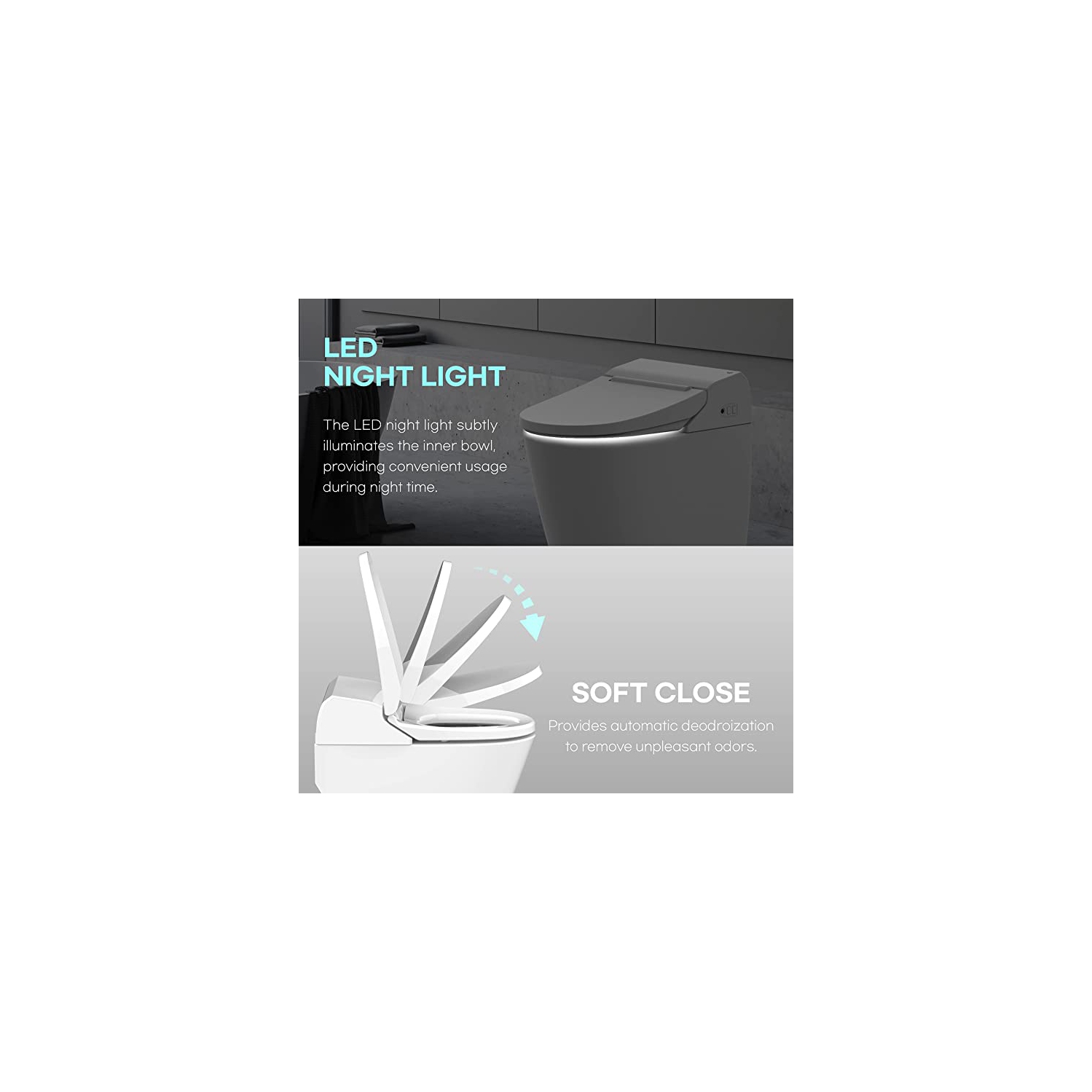 VOVO STYLEMENT TCB-8100W Smart Bidet Toilet, One Piece Toilet with Auto Dual Flush, UV-LED Sterilization, Heated Seat, Warm Water and Dry, Made in