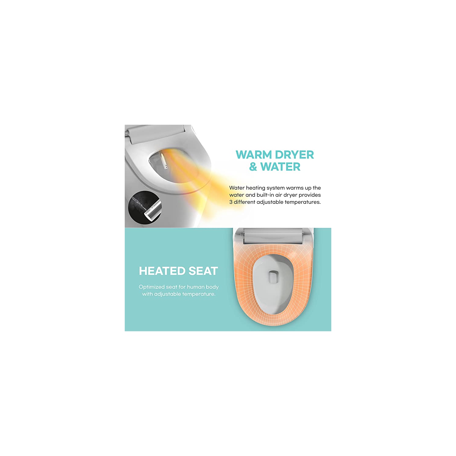 VOVO STYLEMENT TCB-8100W Smart Bidet Toilet, One Piece Toilet with Auto Dual Flush, UV-LED Sterilization, Heated Seat, Warm Water and Dry, Made in