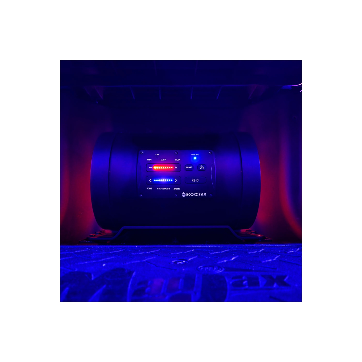 Tube d’extrêmes graves amplifié de 8 po avec amplificateur intégré de 500 W SoundExtreme ES08 d’ECOXGEAR pour sports motorisés