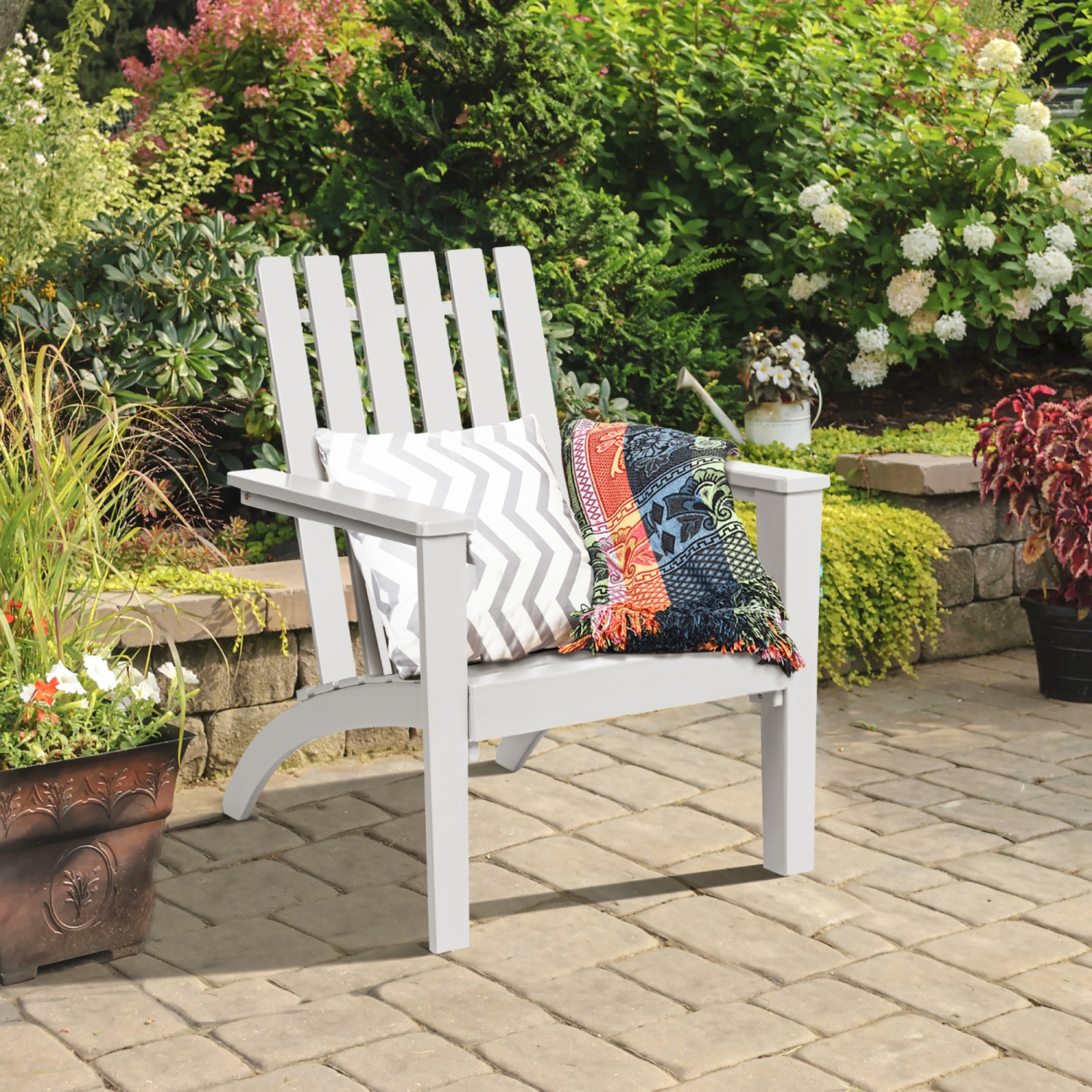 Costway Patio Adirondack Chair Acacia Wood Lounge Armrest Garden Deck