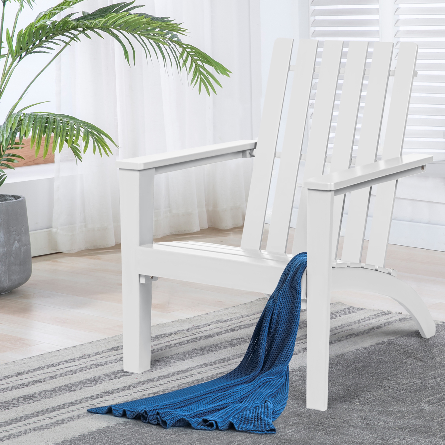 Costway Patio Adirondack Chair Acacia Wood Lounge Armrest Garden Deck