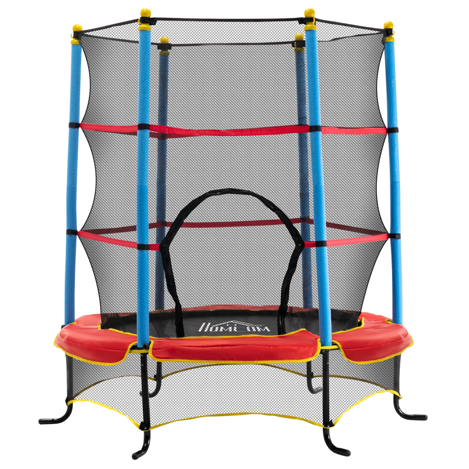 Qaba Kids Trampoline with Safety Enclosure Net and Built-in Zipper Safety Pad, Indoor Outdoor Exercise Fitness Equipment for Children Toddler Age 3-6 Years Old