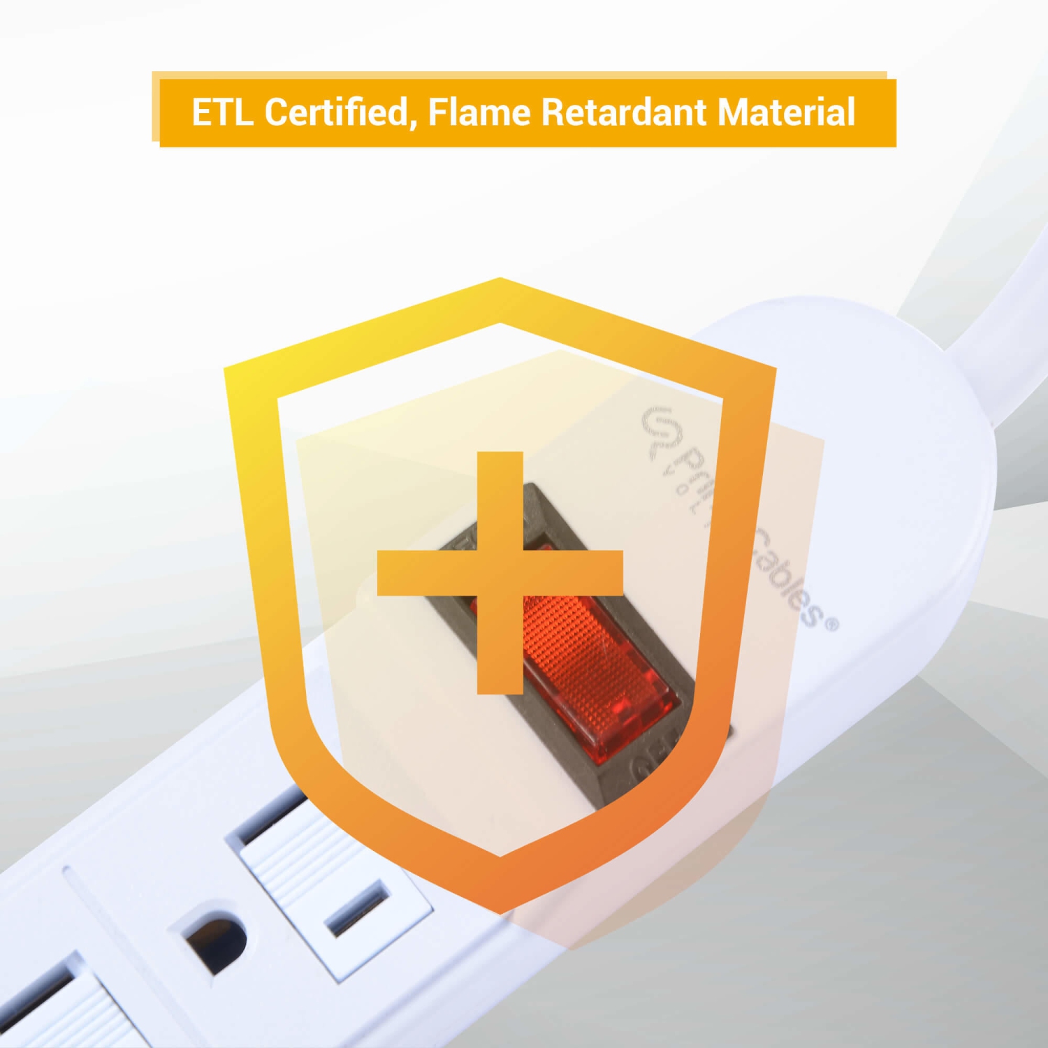 6-Outlet Power Strip with Safe Lock, 3Ft 14AWG Cord, ETL Certificated 125V 1875W 14AWG Cord- PrimeCables®