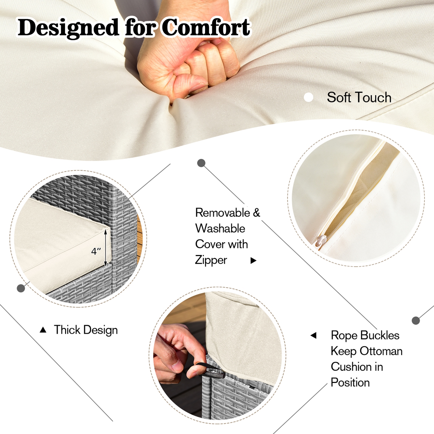 Costway 8PCS Patio Rattan Furniture Set Storage Waterproof Cover Cushion