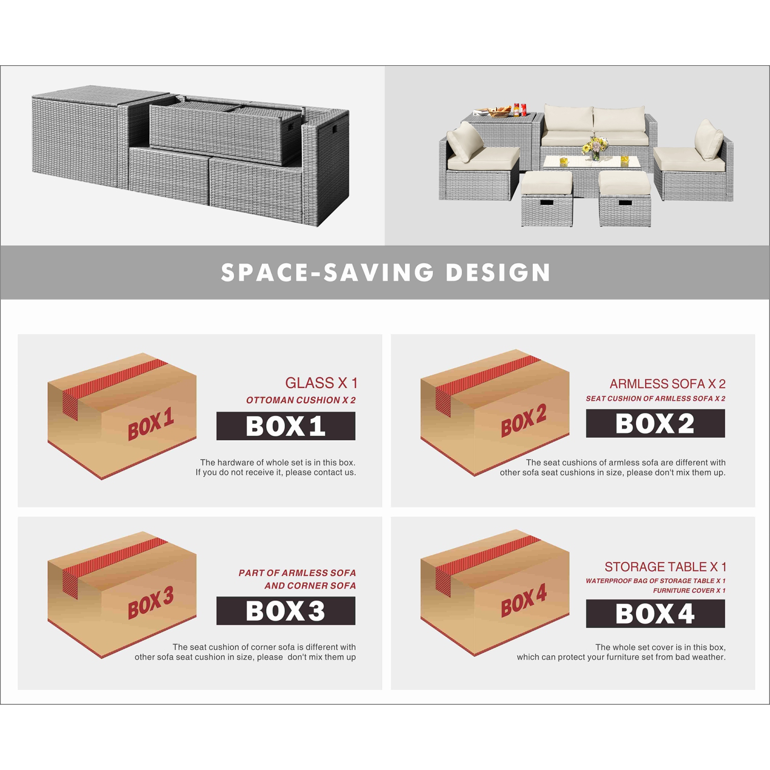 Costway 8PCS Patio Rattan Furniture Set Storage Waterproof Cover Cushion