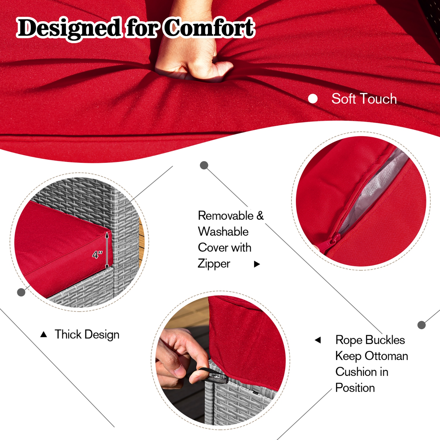 Costway 8PCS Patio Rattan Furniture Set Storage Waterproof Cover Cushion